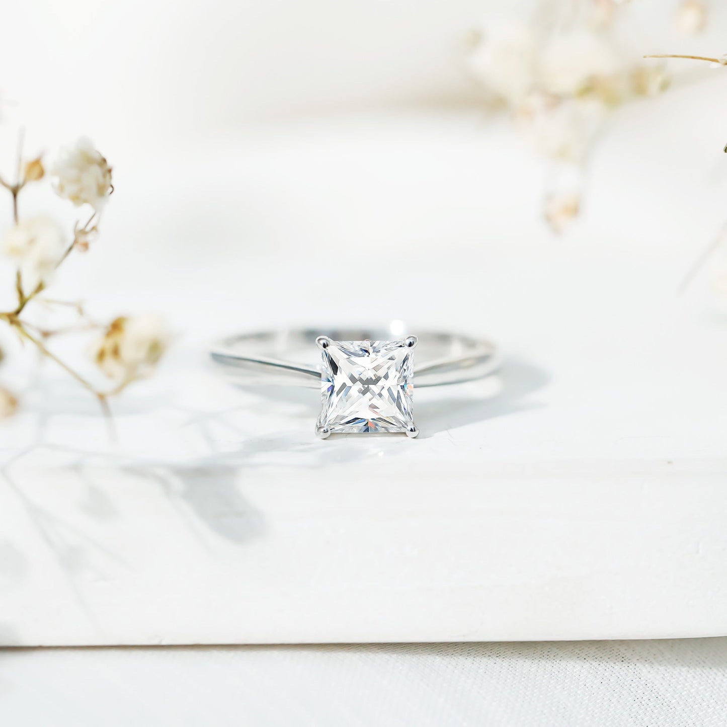 6 MM Princess Cut Lab Grown Diamond Solitaire Engagement Ring For Women