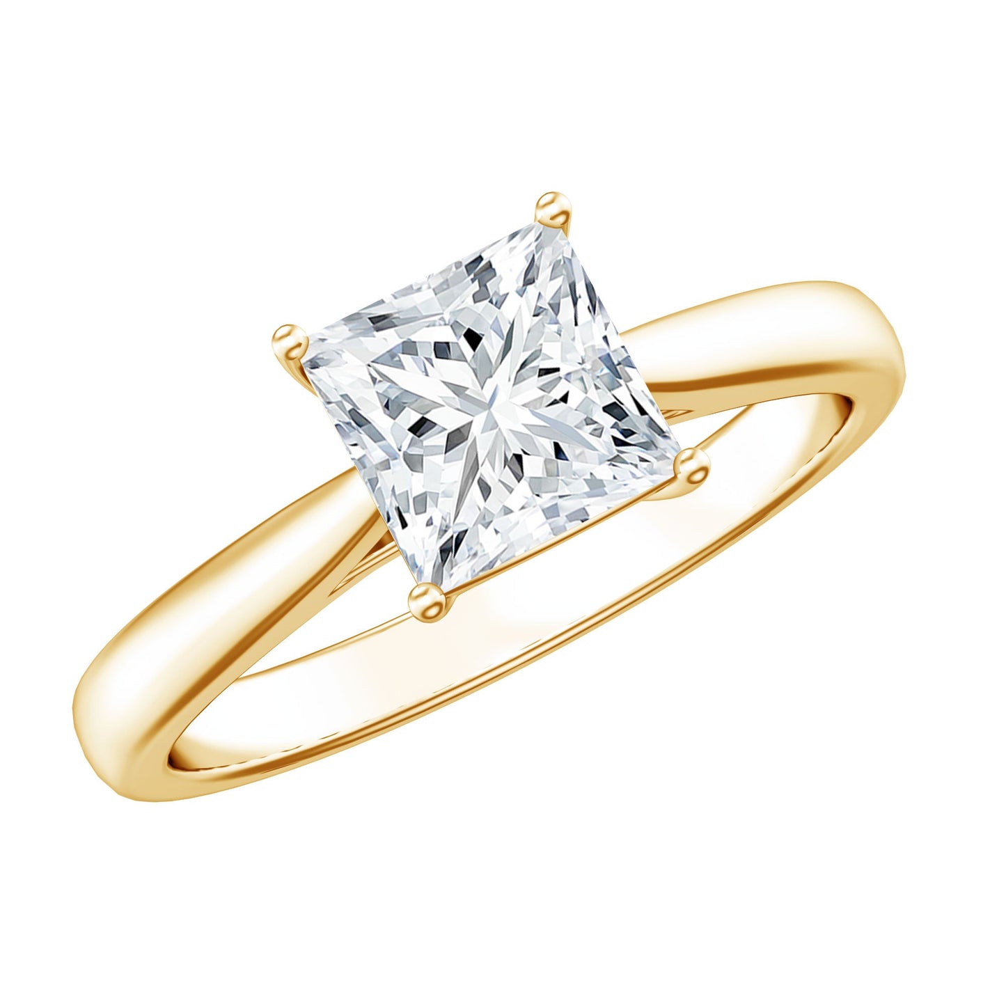 6 MM Princess Cut Lab Grown Diamond Solitaire Engagement Ring For Women