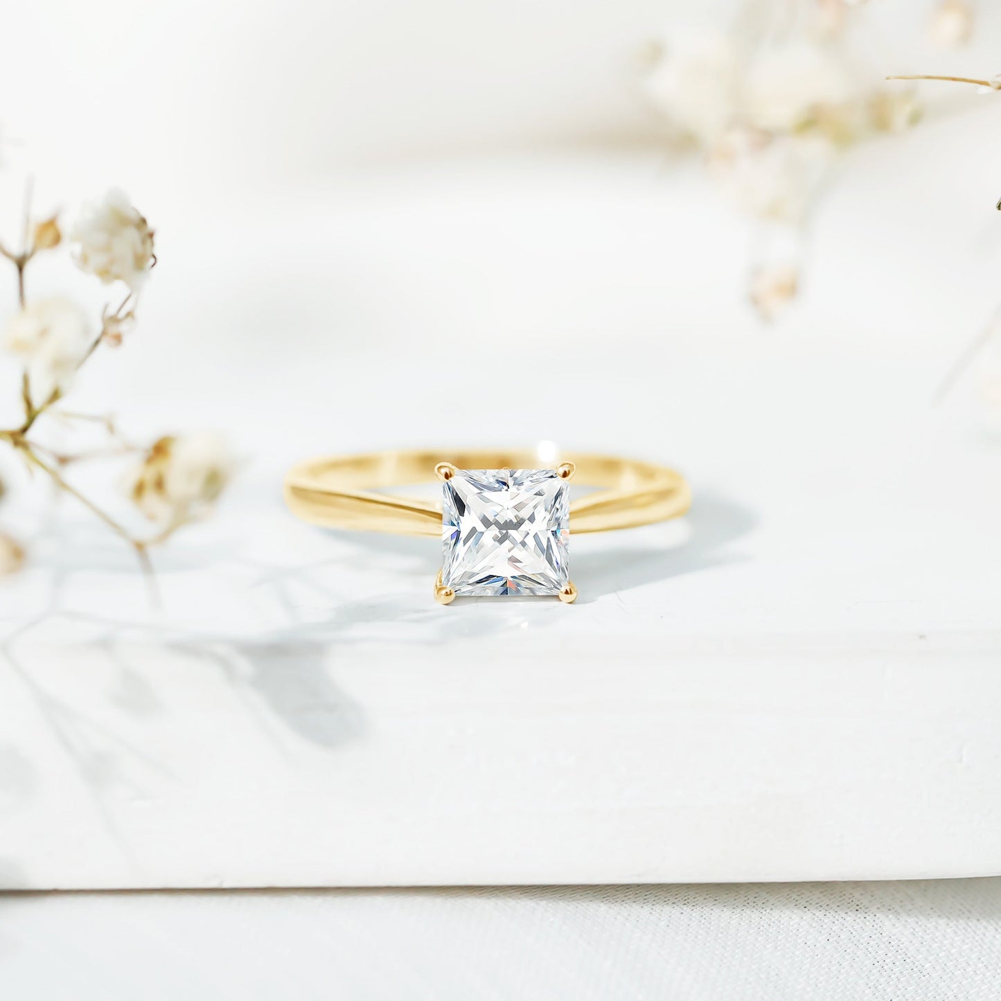6 MM Princess Cut Lab Grown Diamond Solitaire Engagement Ring For Women