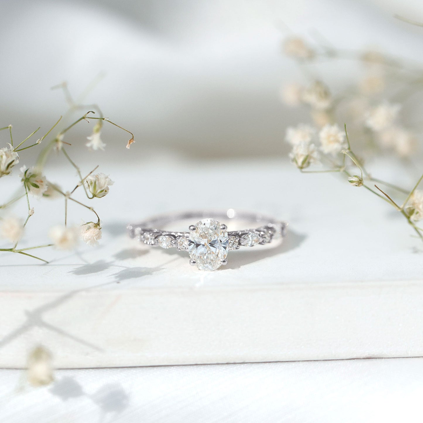 6X8 MM Oval Cut Lab Diamond Solitaire Engagement Ring
