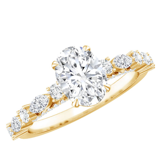 6X8 MM Oval Cut Lab Diamond Solitaire Engagement Ring