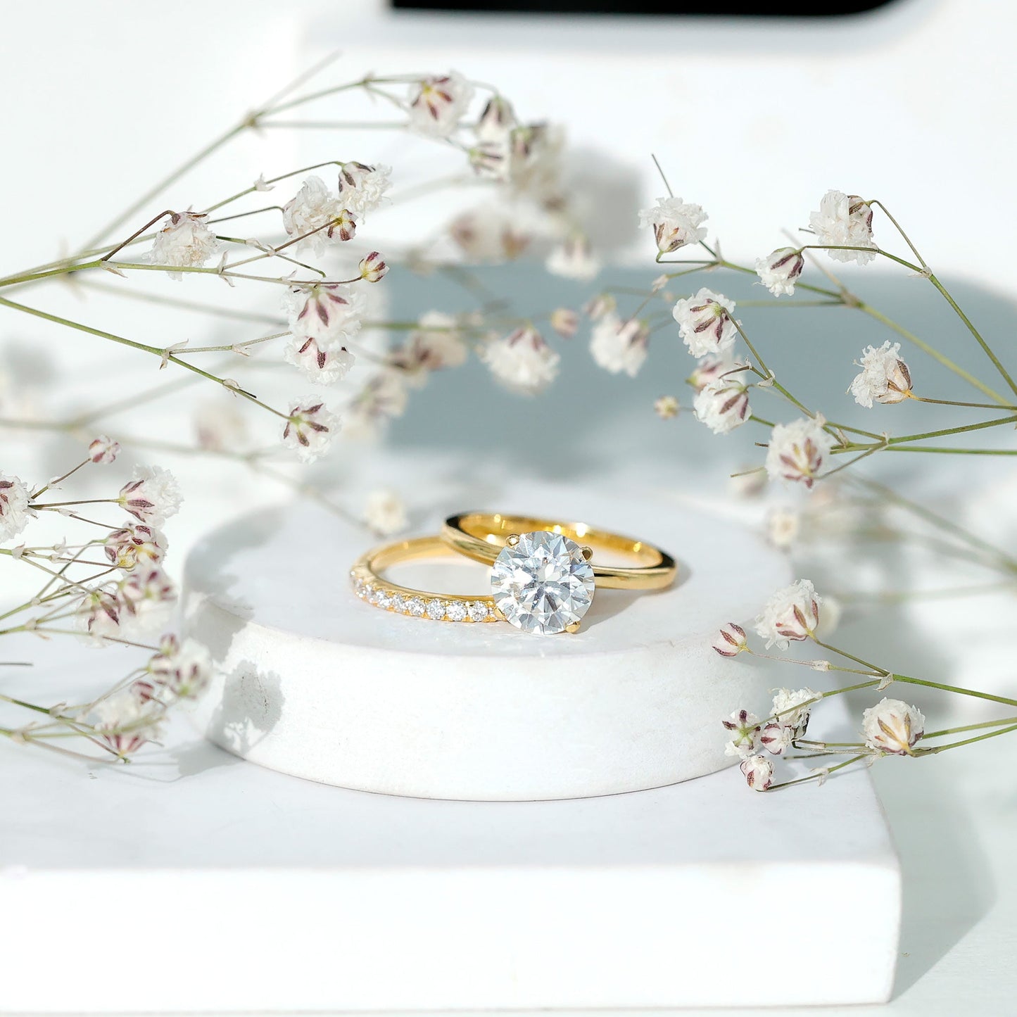 Certified 8 MM Lab Grown Diamond Solitaire Wedding Ring Set
