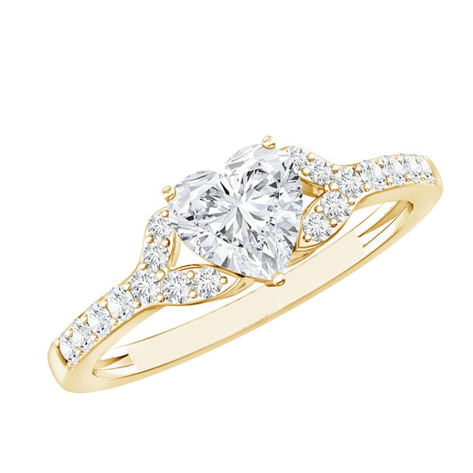 Certified 7mm Diamond Heart Solitaire Ring For Her