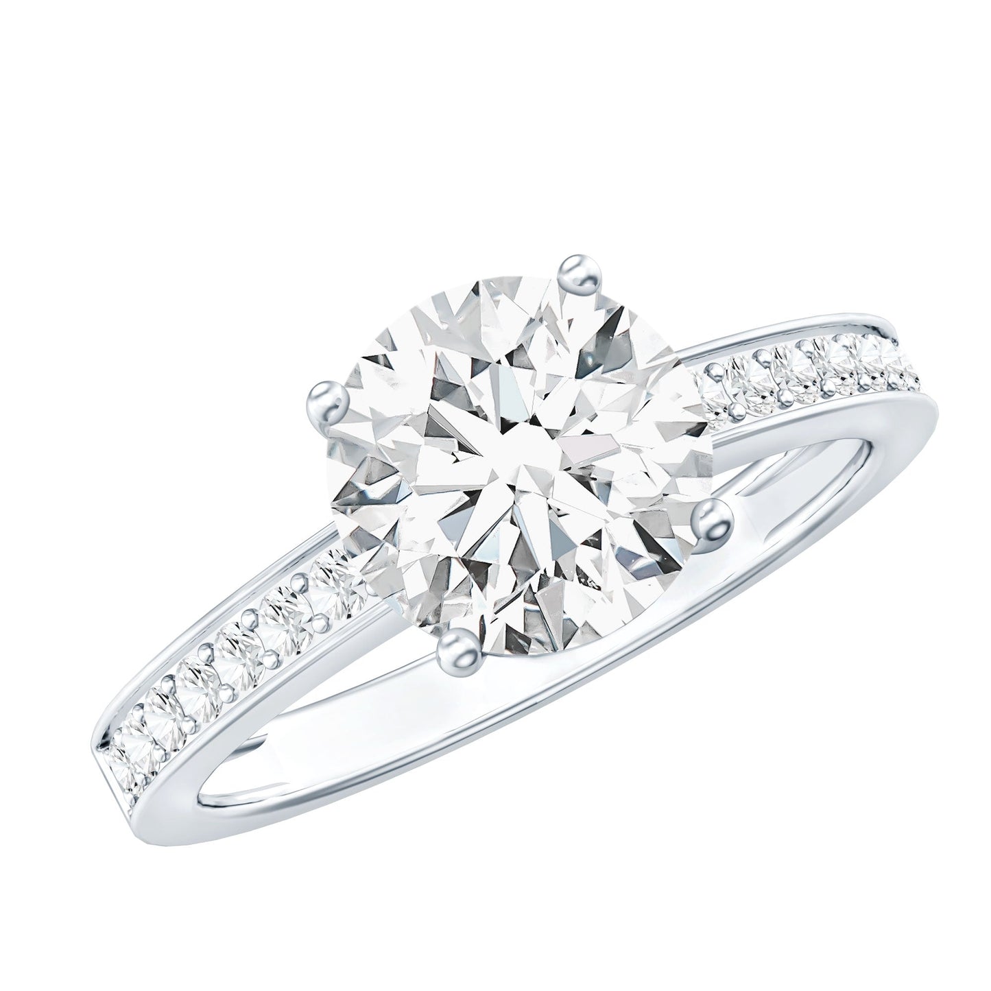 8mm Lab Created Diamond Round Engagement Ring With Hidden Halo