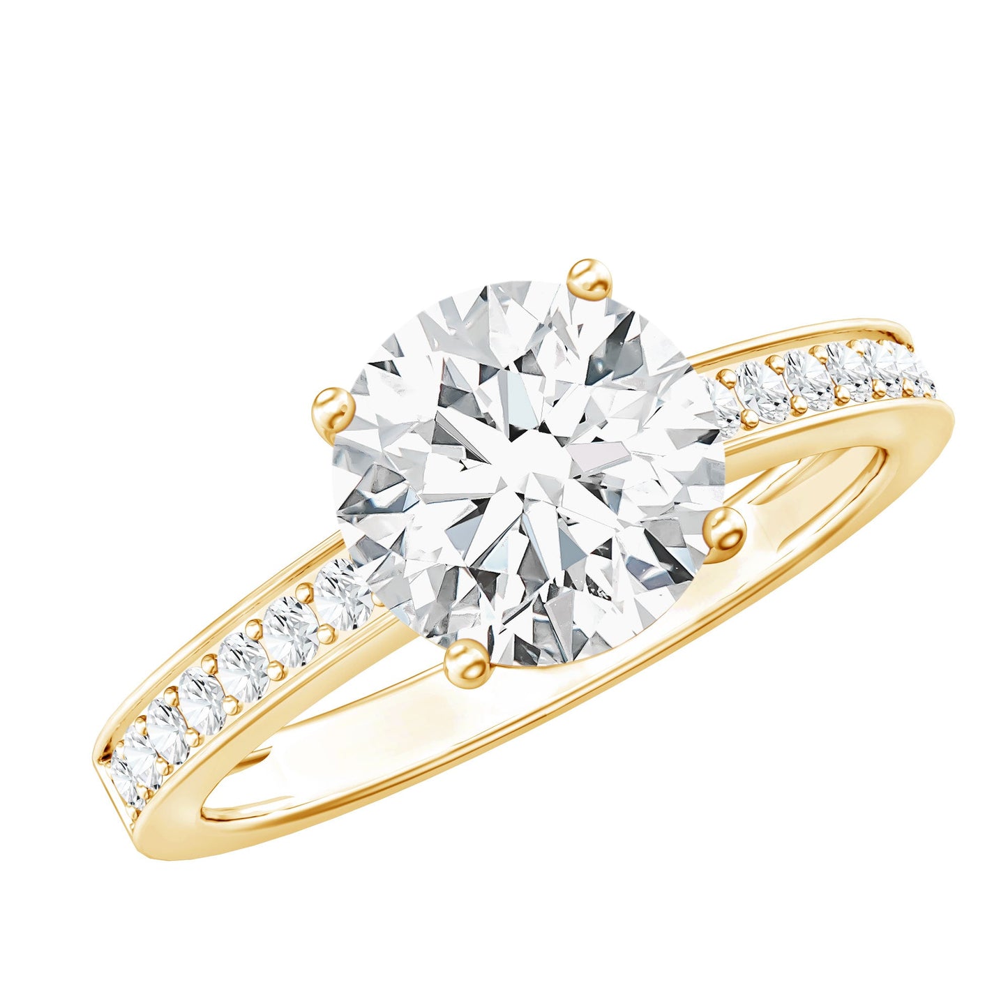 8mm Lab Created Diamond Round Engagement Ring With Hidden Halo