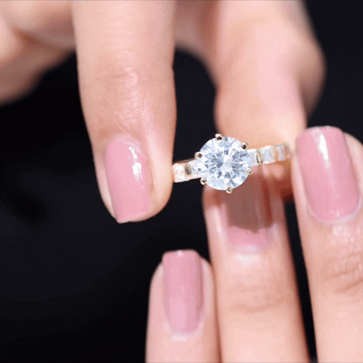 Certified Lab Diamond 8 mm Round Engagement Ring With 6 Prong