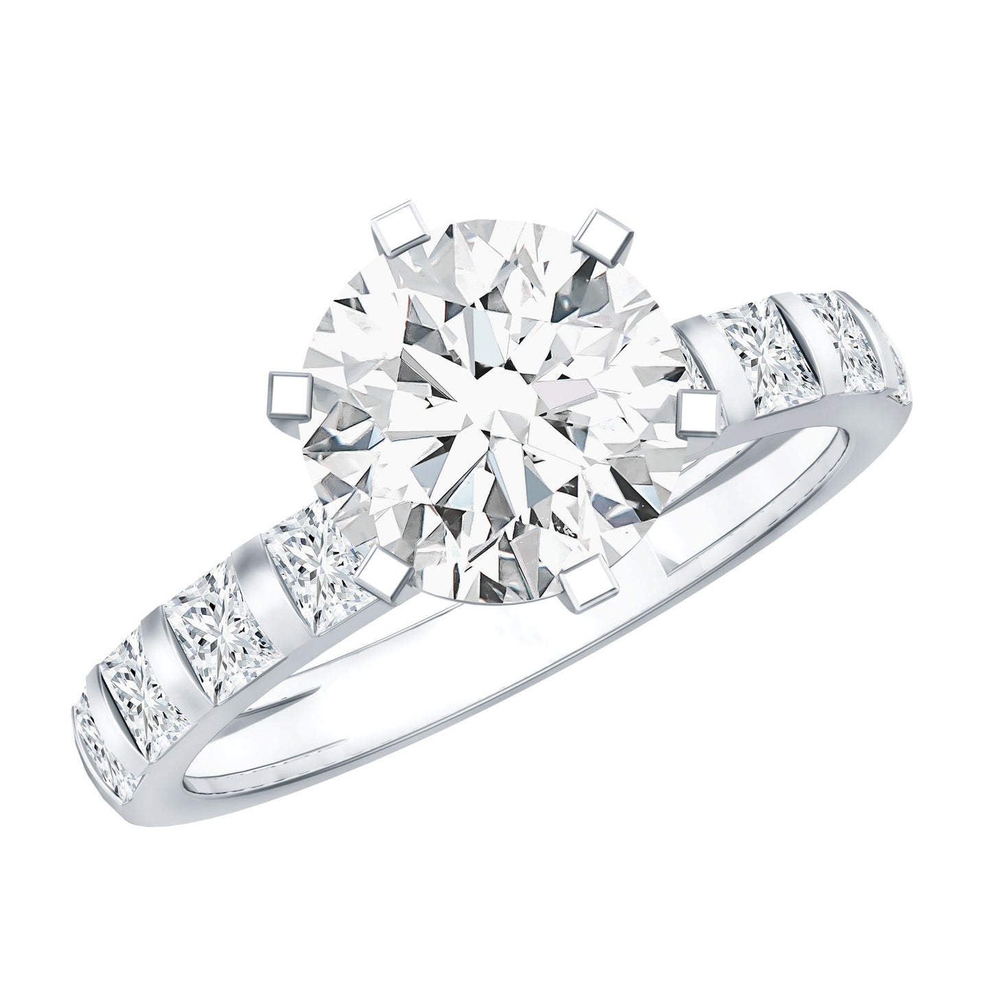 Certified Lab Diamond 8 mm Round Engagement Ring With 6 Prong