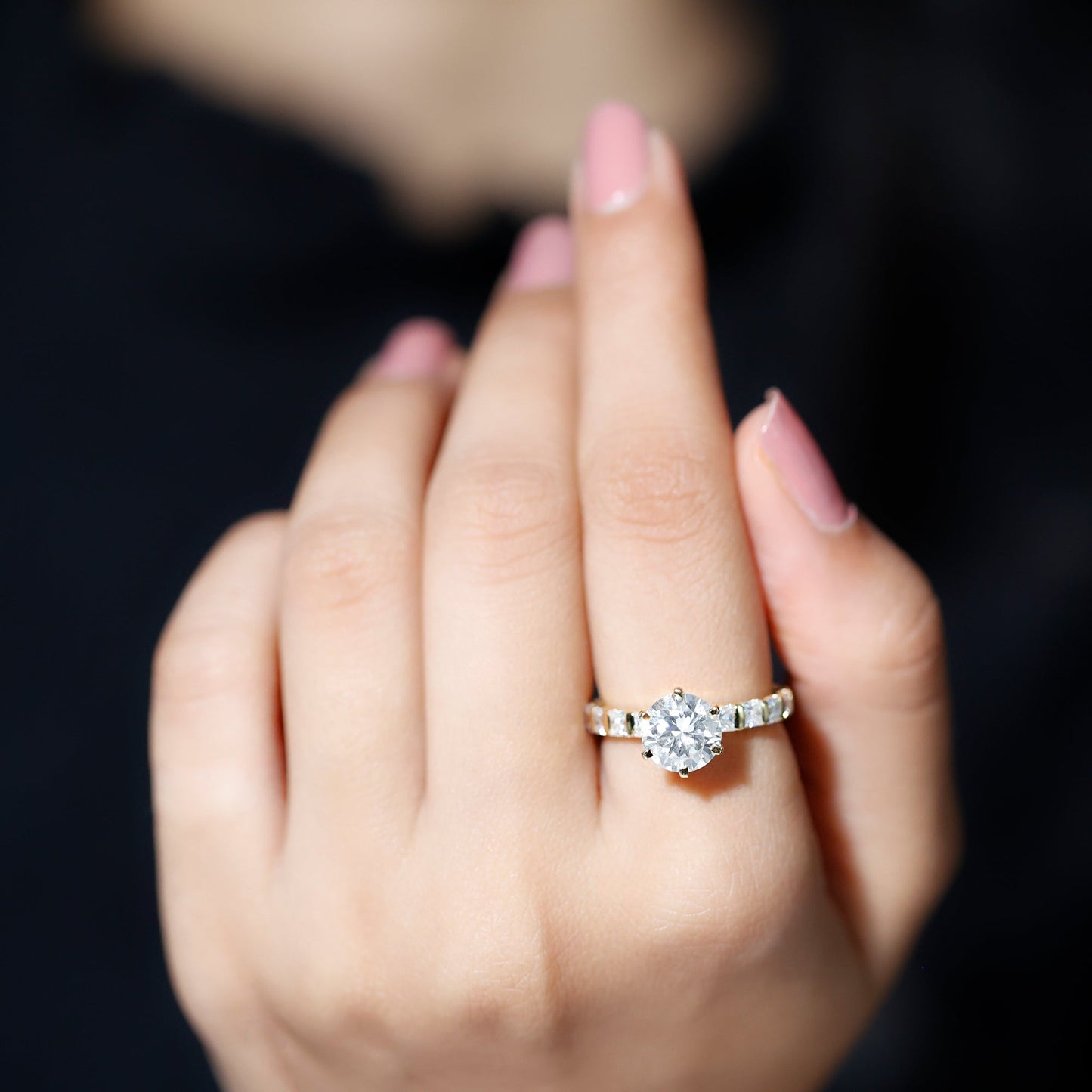 Certified Lab Diamond 8 mm Round Engagement Ring With 6 Prong