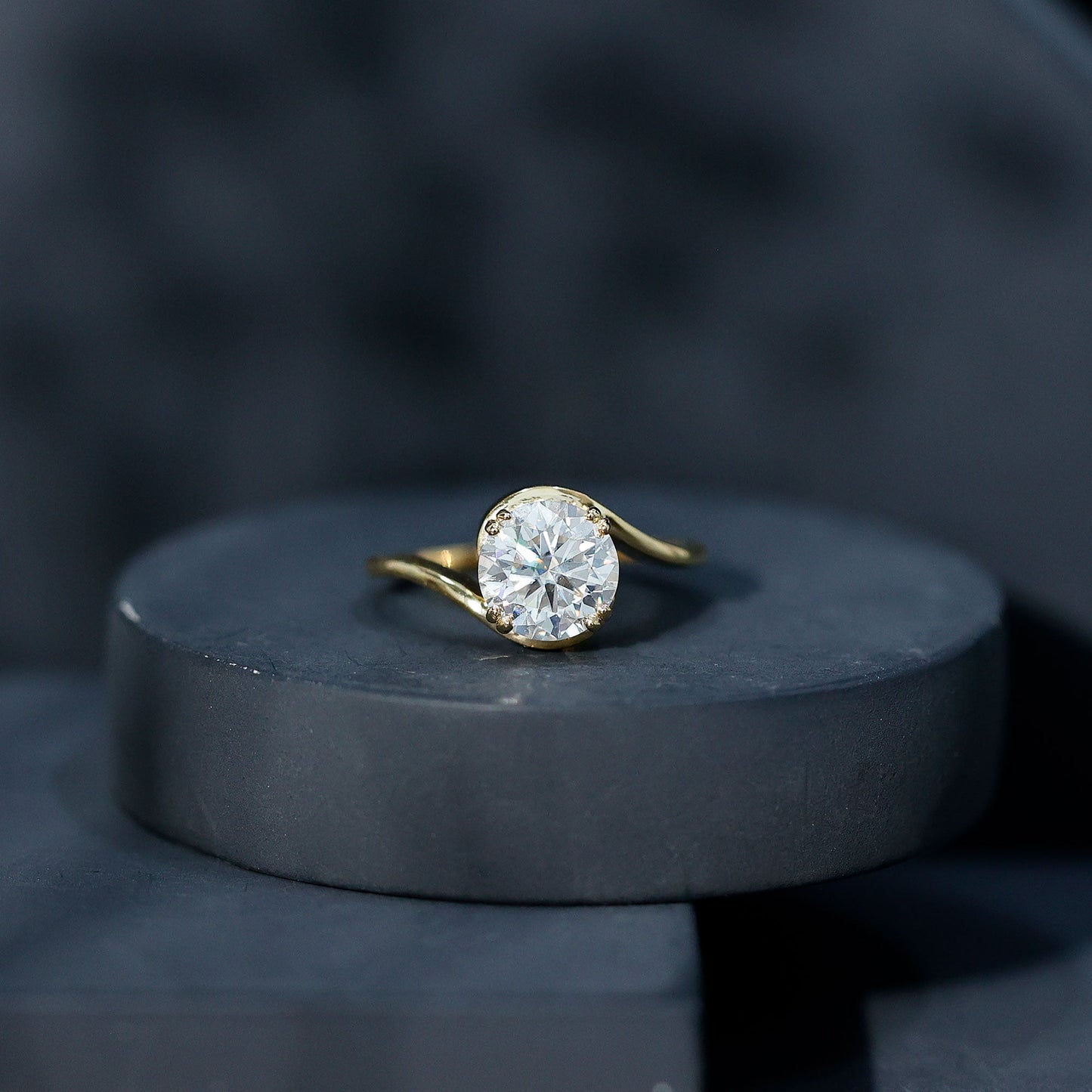 Lab Grown Diamond Bypass Engagement Ring With Diagonal 4 Prong
