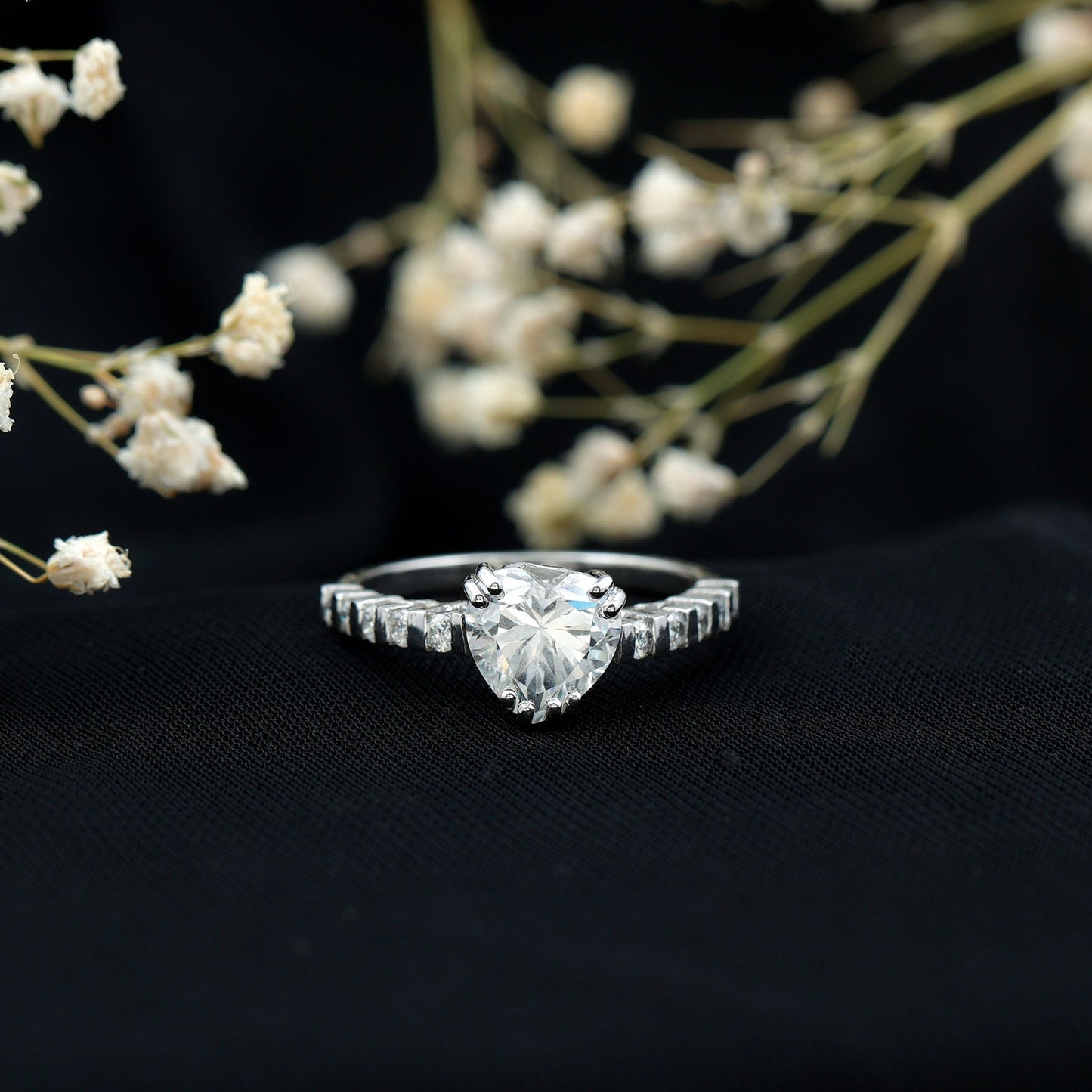 Certified 8 MM Lab Grown Diamond Heart Engagement Ring for Her