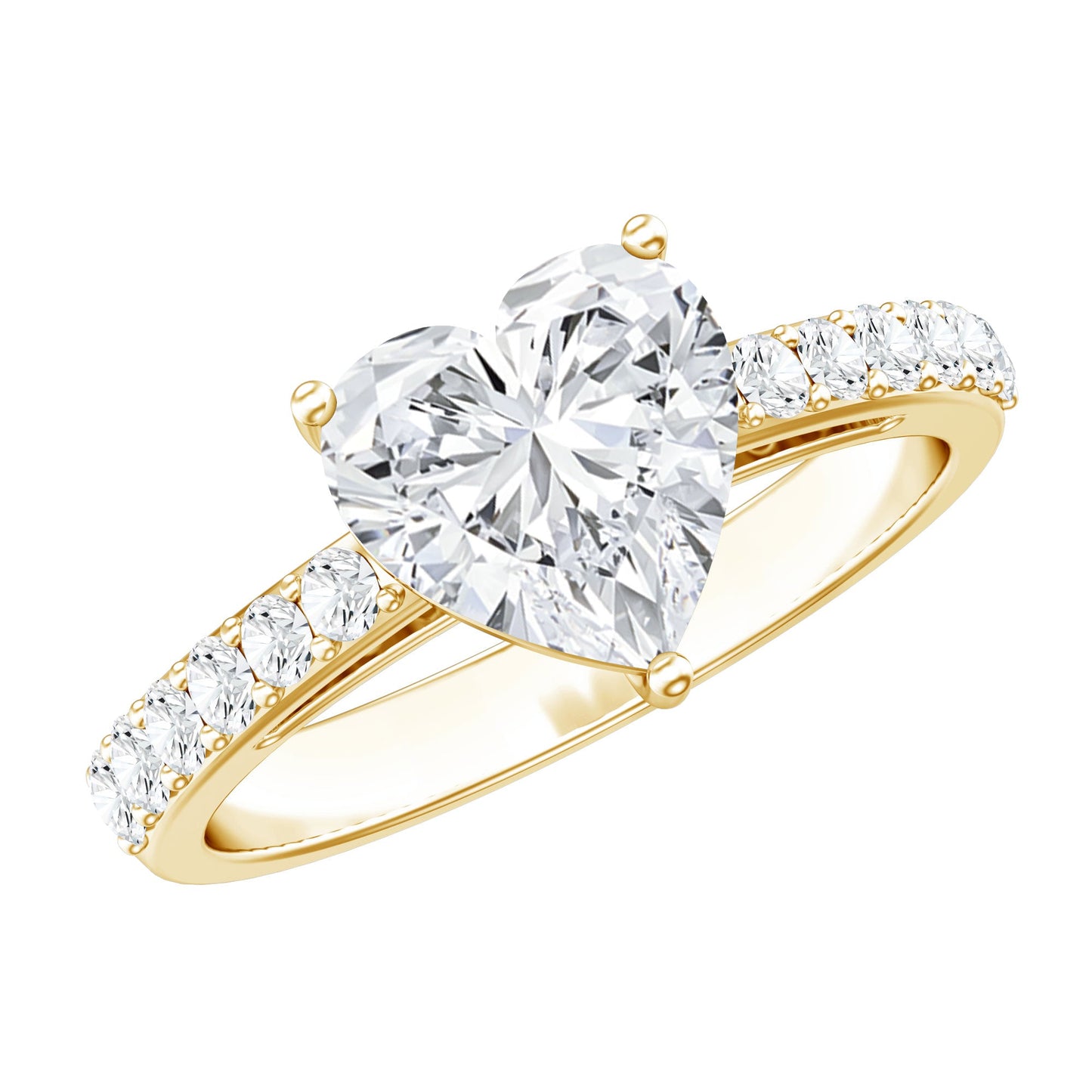 3 Prong Lab Grown Diamond Heart Engagement Ring For Women