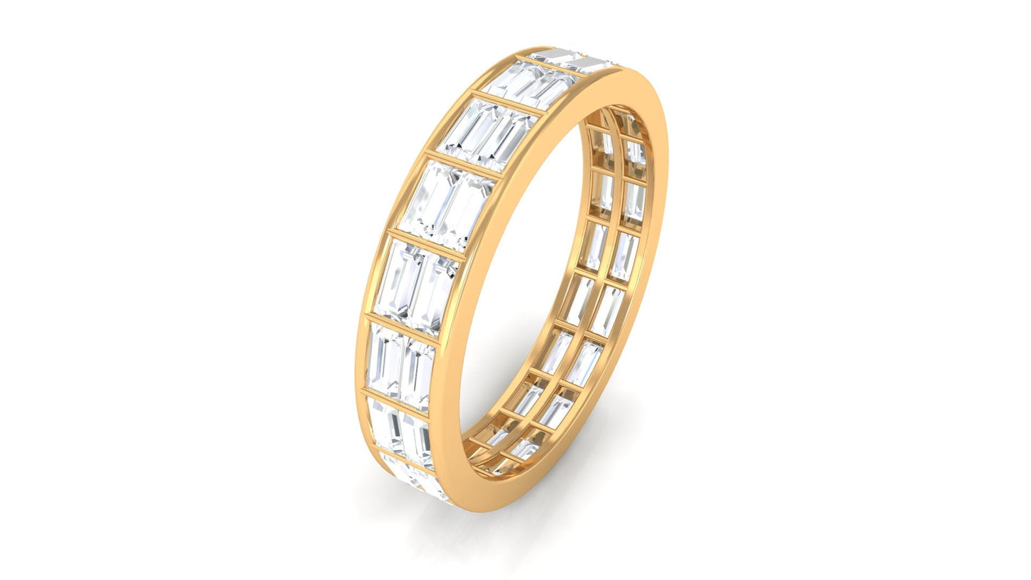 3 CT Cubic Zirconia Two Row Eternity Wedding Band Ring