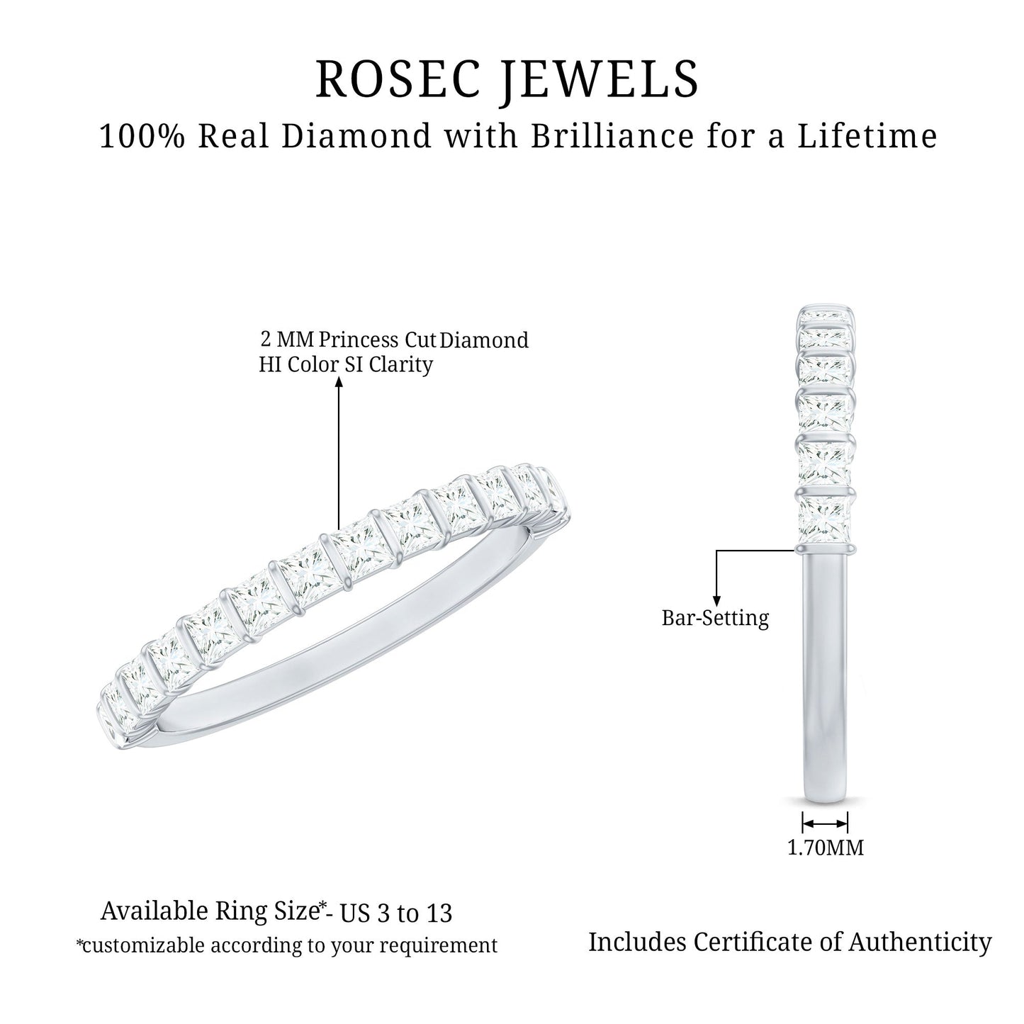 Princess Cut Diamond Anniversary Band Ring