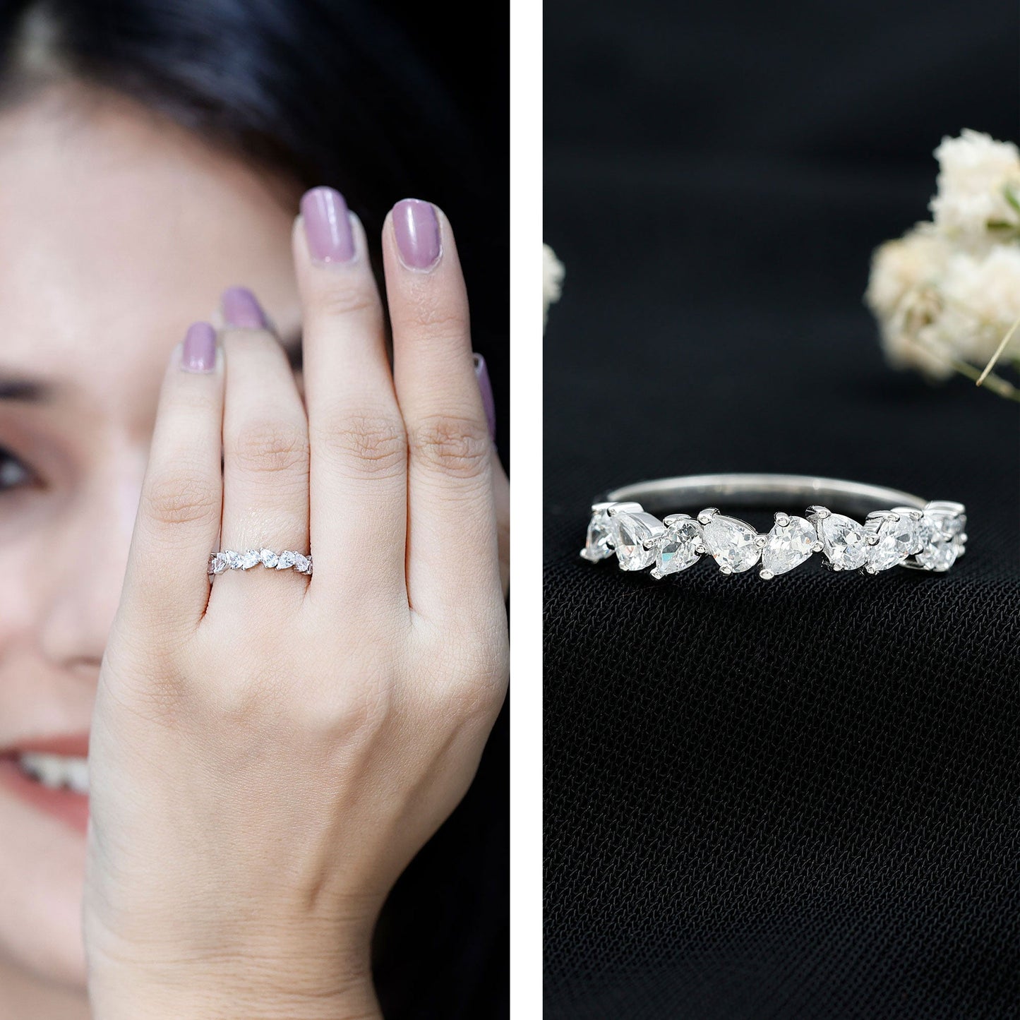 1.50 CT Pear Cut Zircon Elegant Eternity Ring