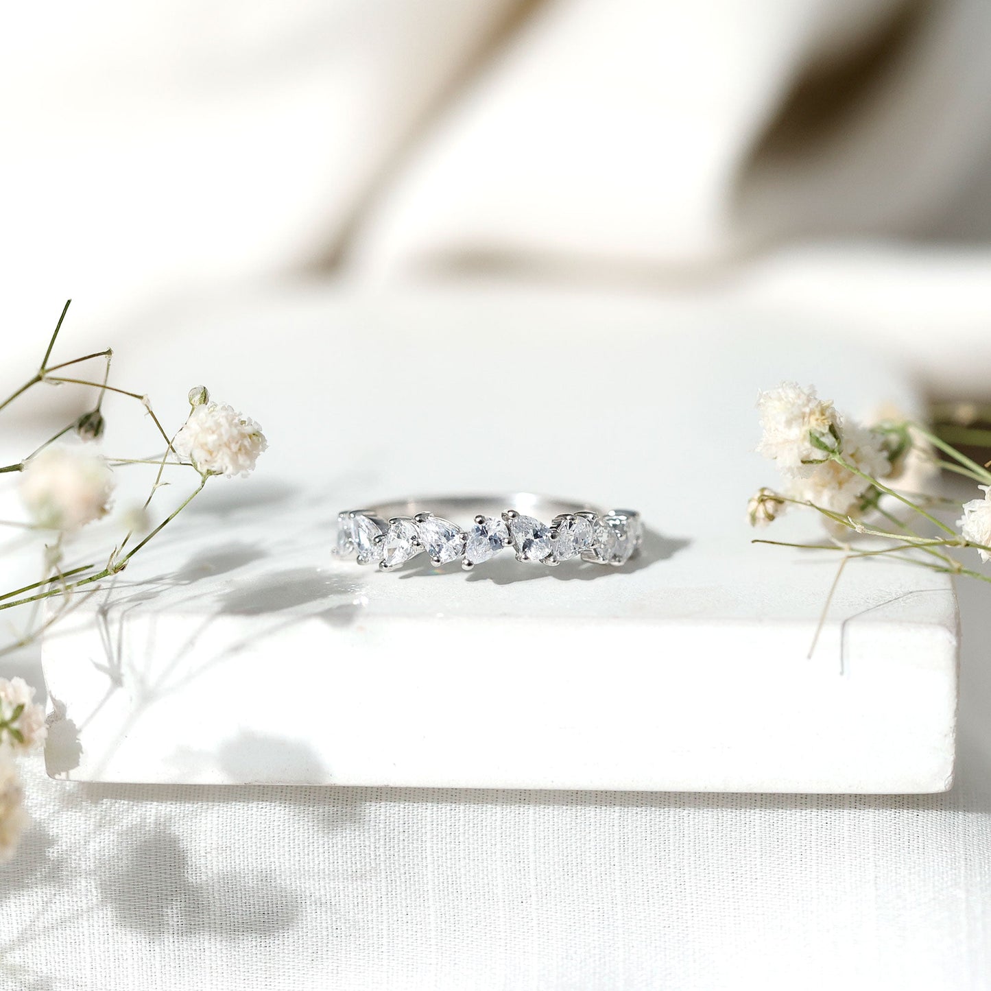 1.50 CT Pear Cut Zircon Elegant Eternity Ring