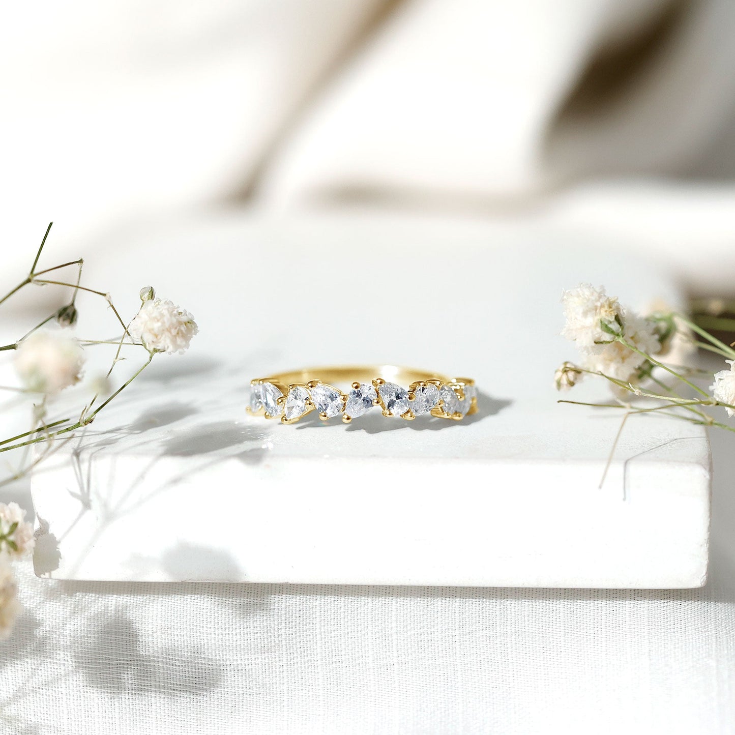 1.50 CT Pear Cut Zircon Elegant Eternity Ring