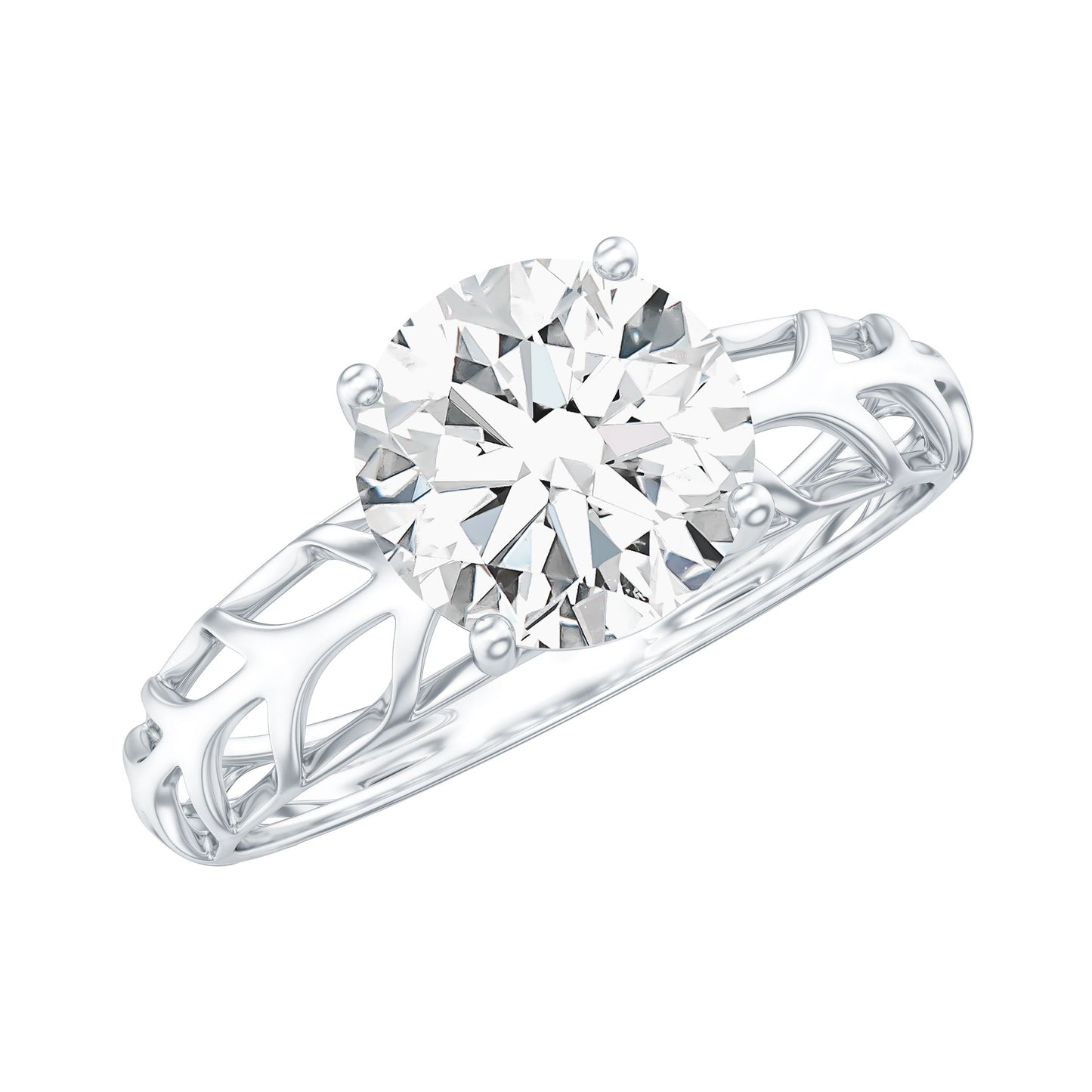 7 MM Solitaire Moissanite Engagement Ring with Filigree Band