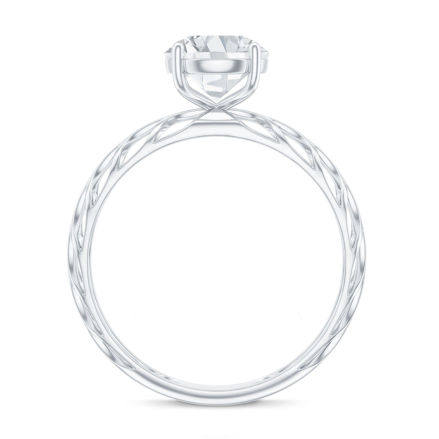 7 MM Solitaire Moissanite Engagement Ring with Filigree Band