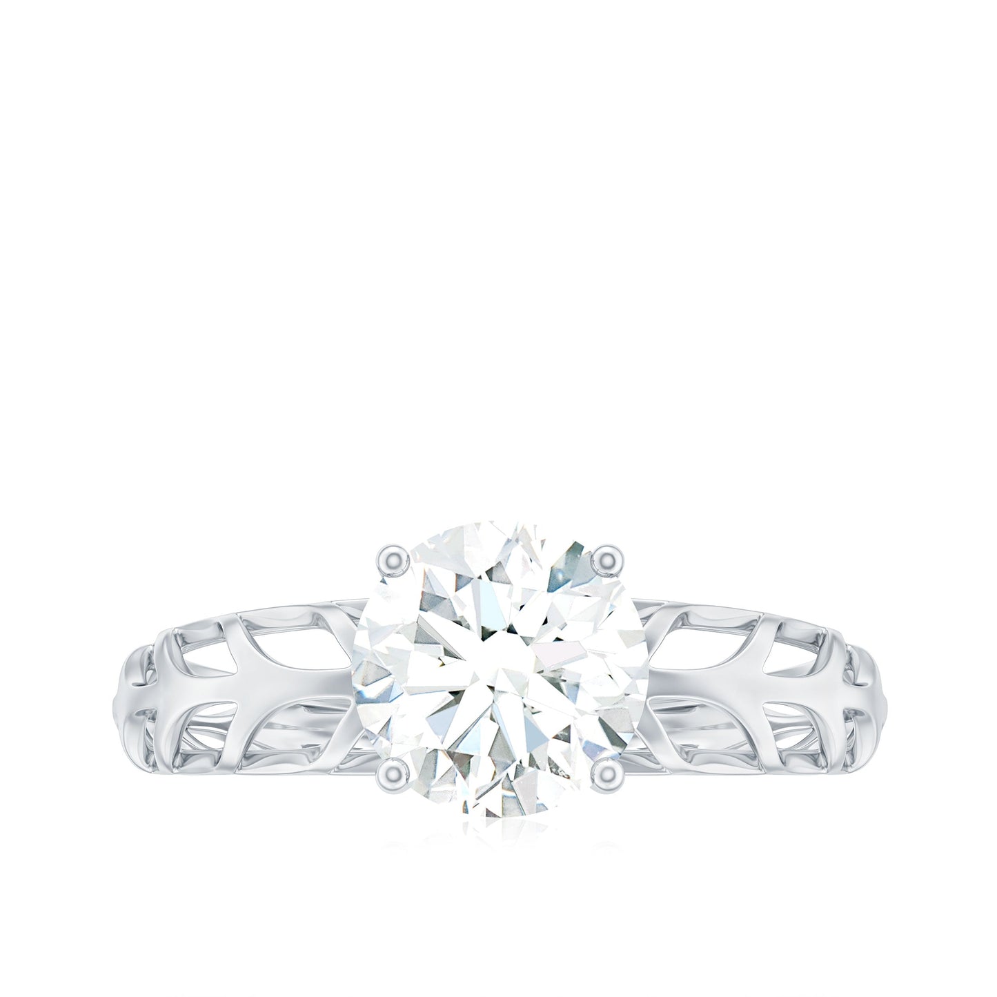7 MM Solitaire Moissanite Engagement Ring with Filigree Band