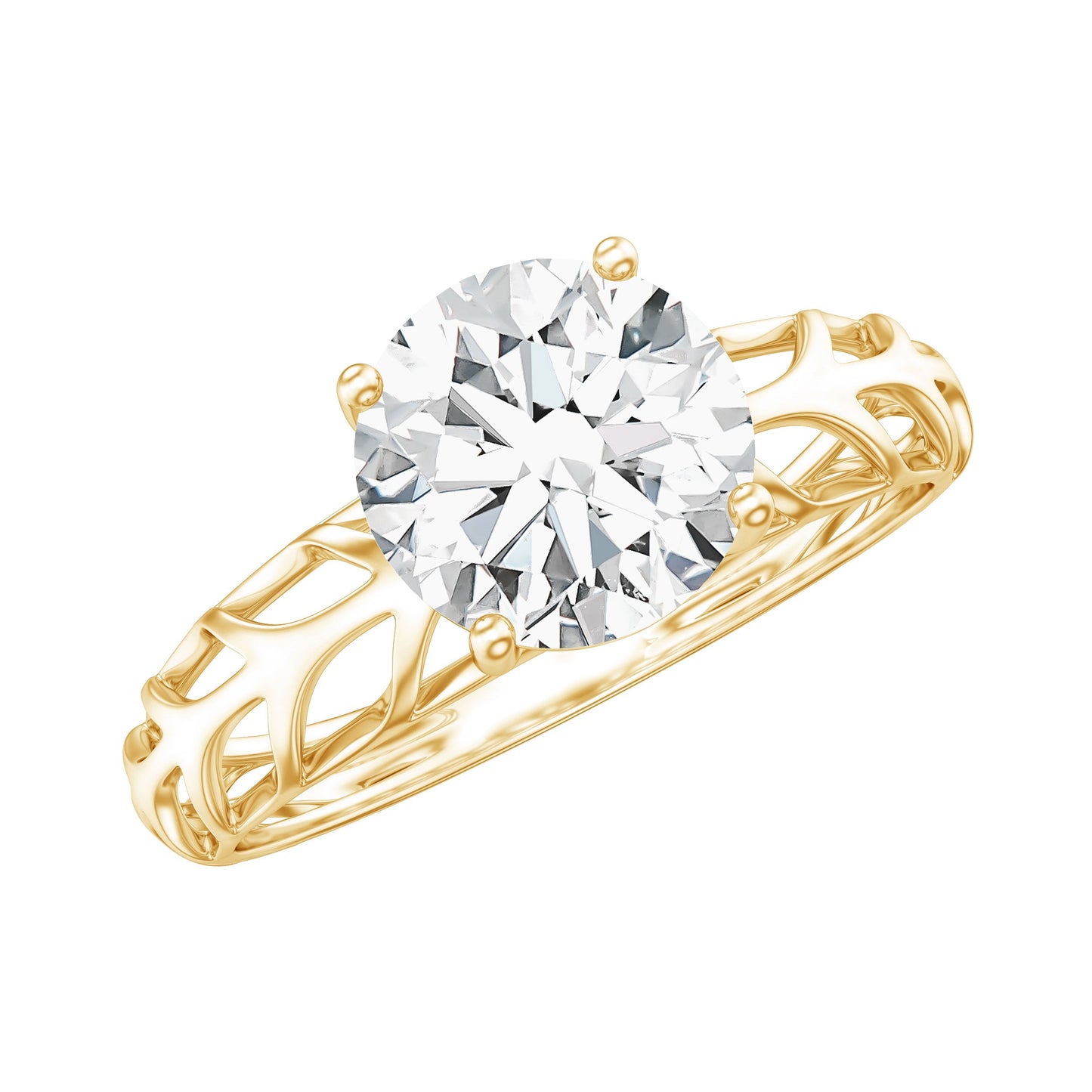 7 MM Solitaire Moissanite Engagement Ring with Filigree Band
