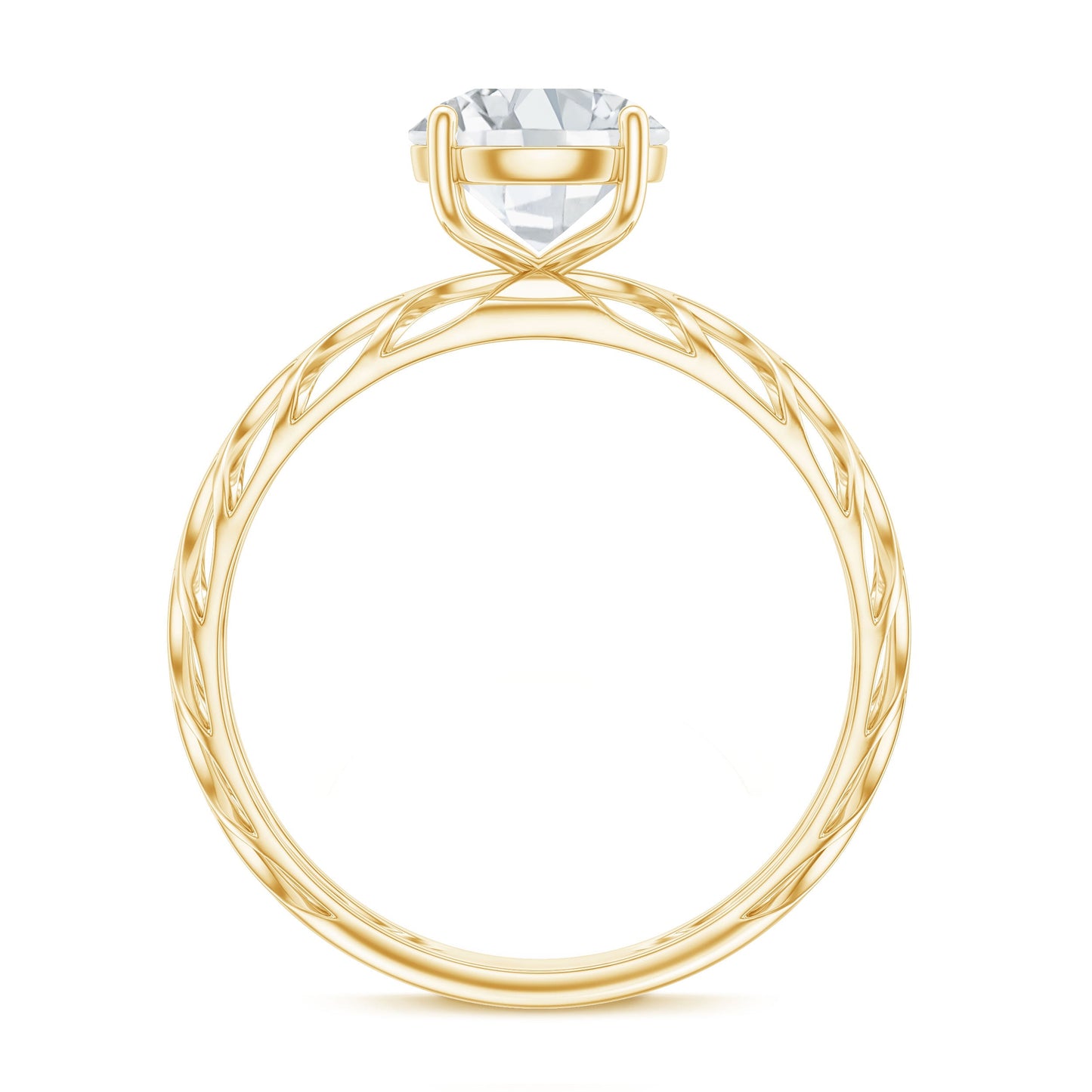 7 MM Solitaire Moissanite Engagement Ring with Filigree Band