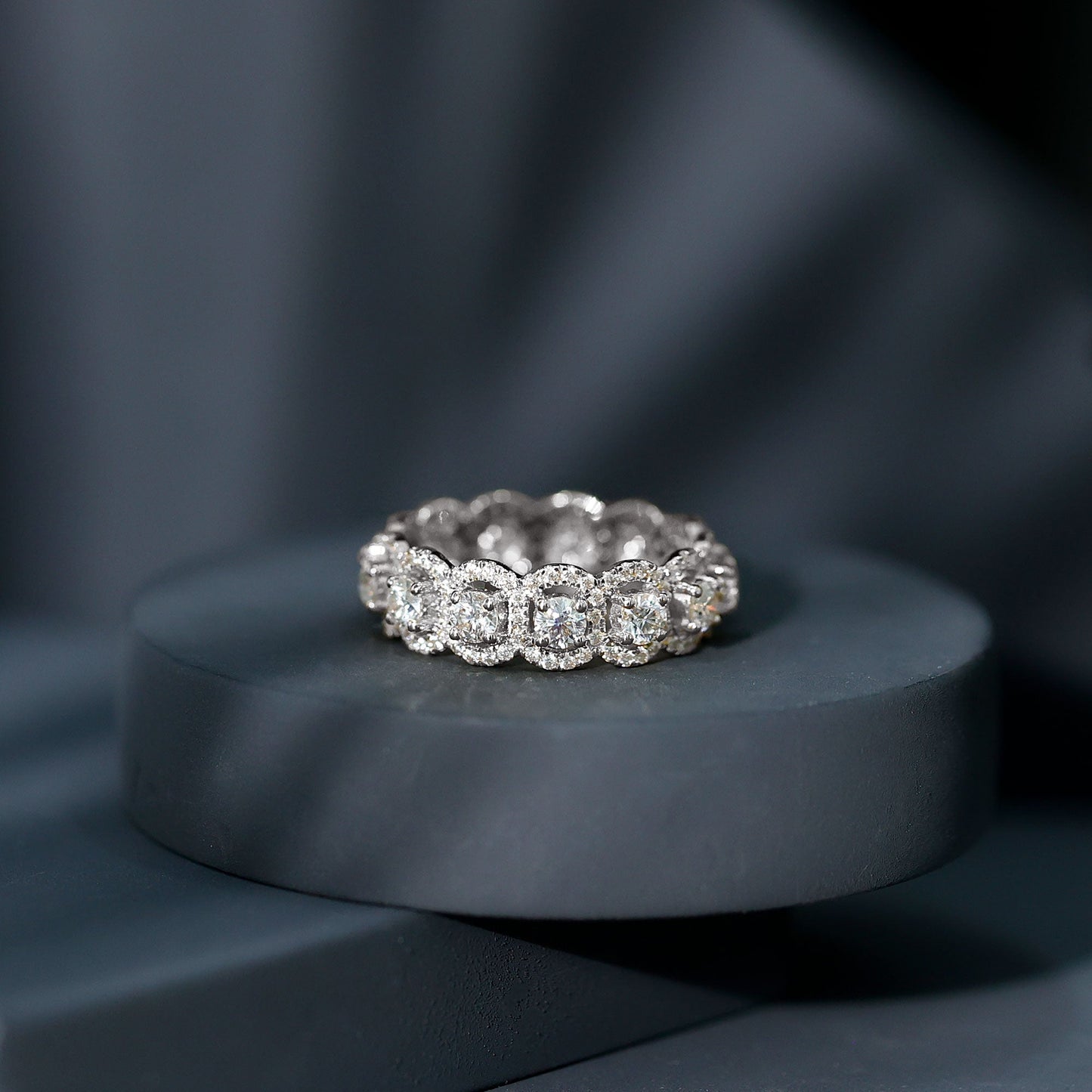 Moissanite Classic Halo Wedding Band for Women