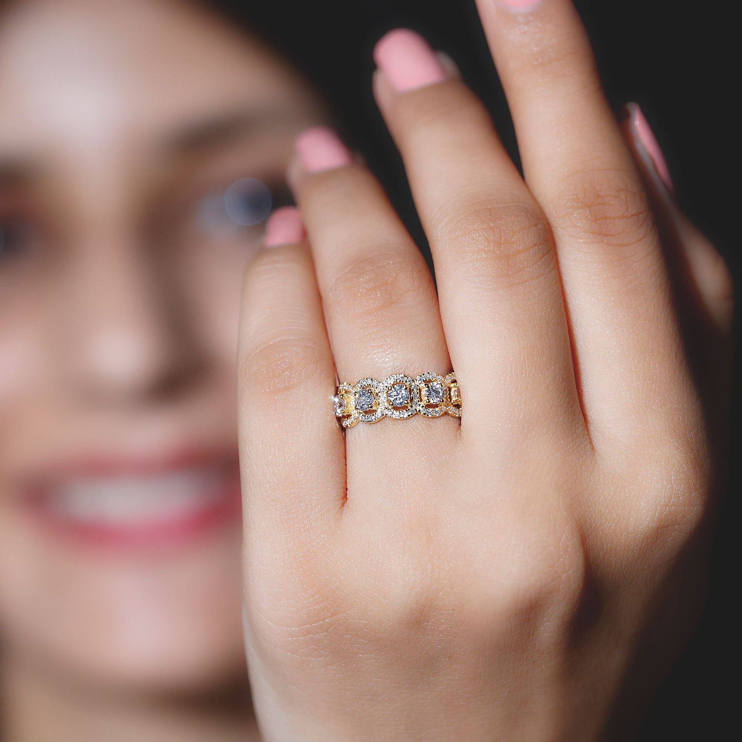 Moissanite Classic Halo Wedding Band for Women