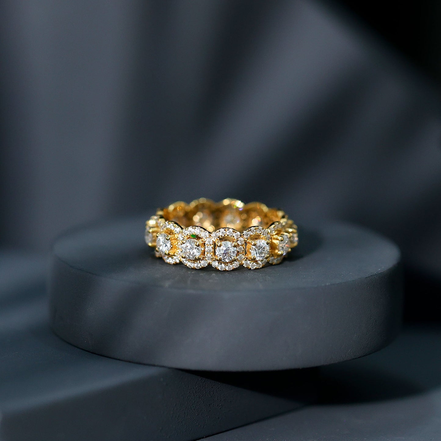 Moissanite Classic Halo Wedding Band for Women