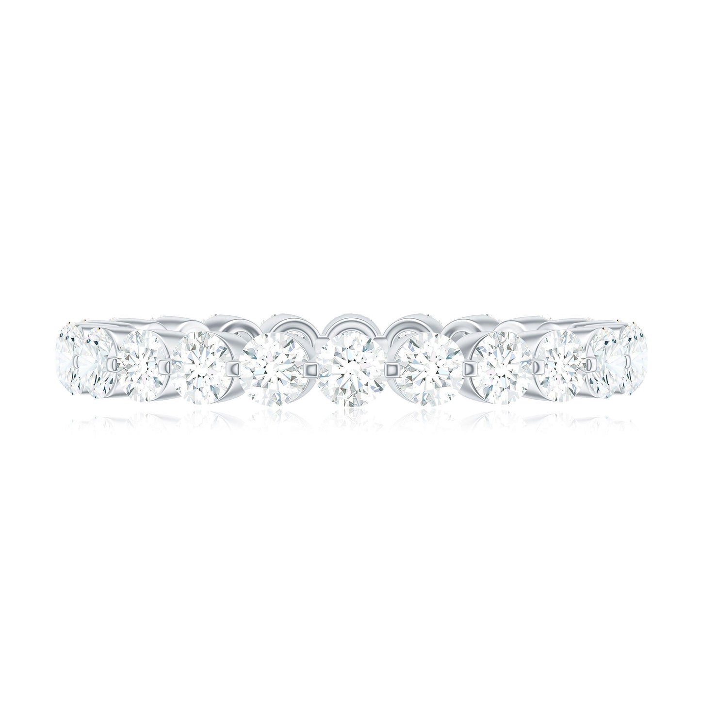 Certified Round Cut Moissanite Eternity Band Ring