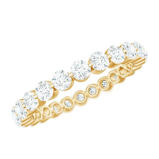 Certified Round Cut Moissanite Eternity Band Ring