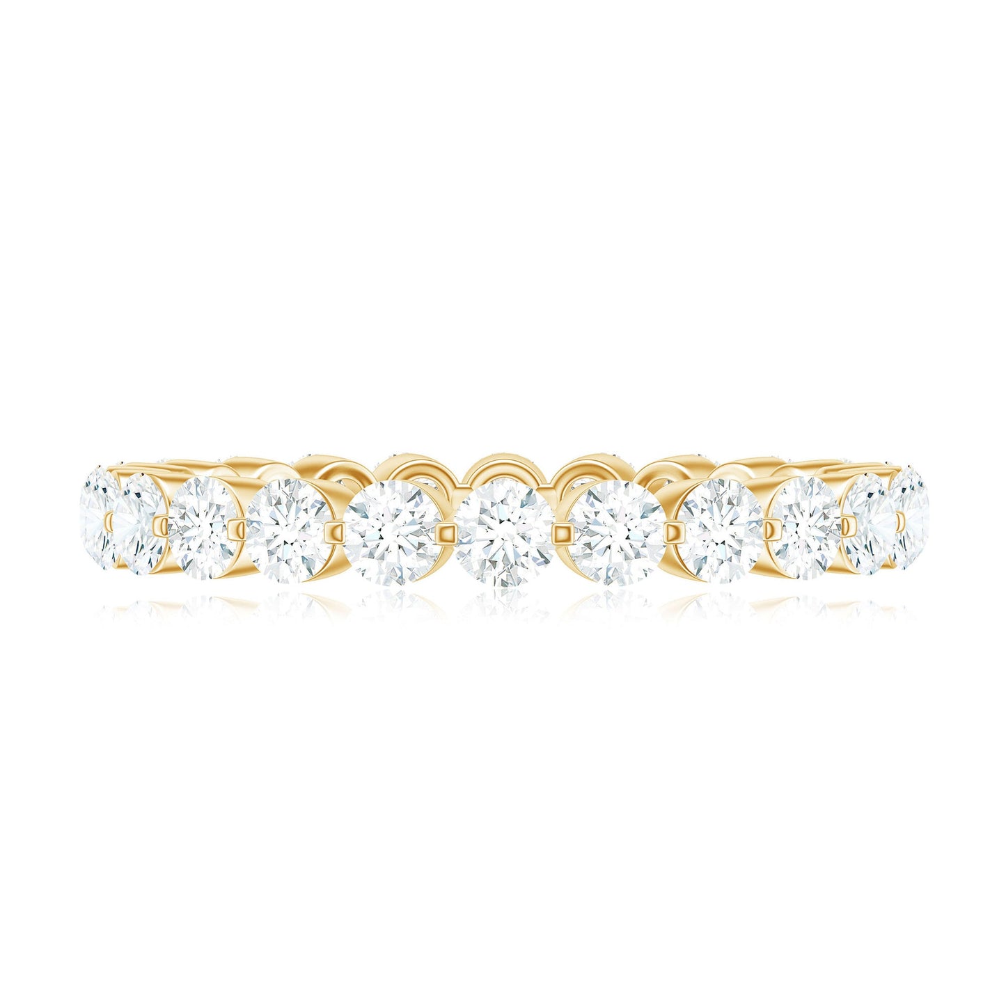 Certified Round Cut Moissanite Eternity Band Ring