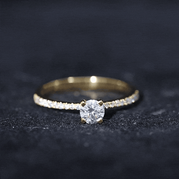 Certified 5 MM Round Moissanite Solitaire Promise Ring