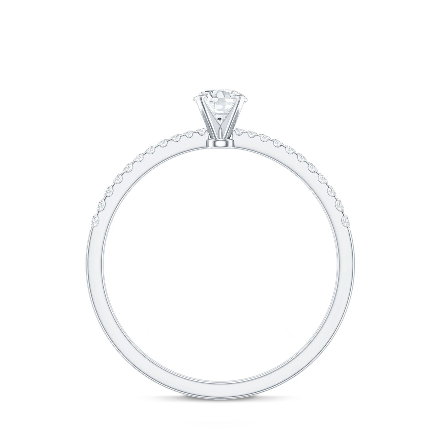Certified 5 MM Round Moissanite Solitaire Promise Ring