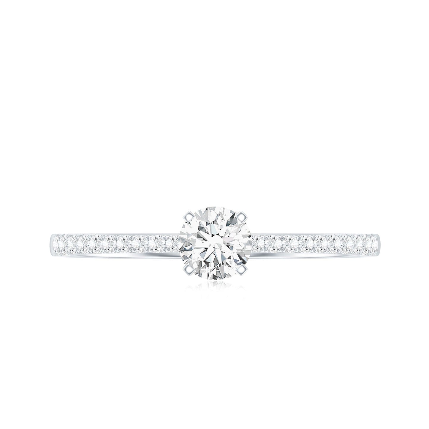 Certified 5 MM Round Moissanite Solitaire Promise Ring