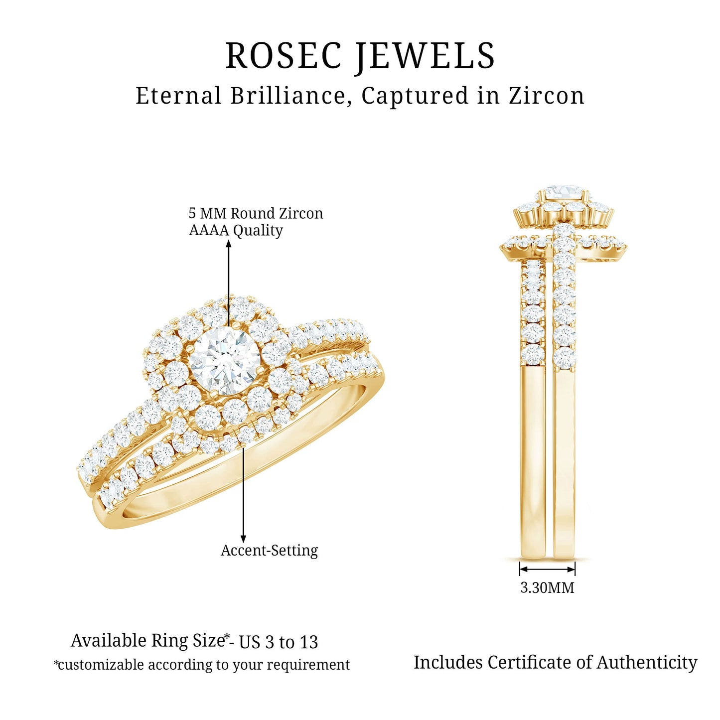 1.50 CT Zircon Statement Wedding Ring Set