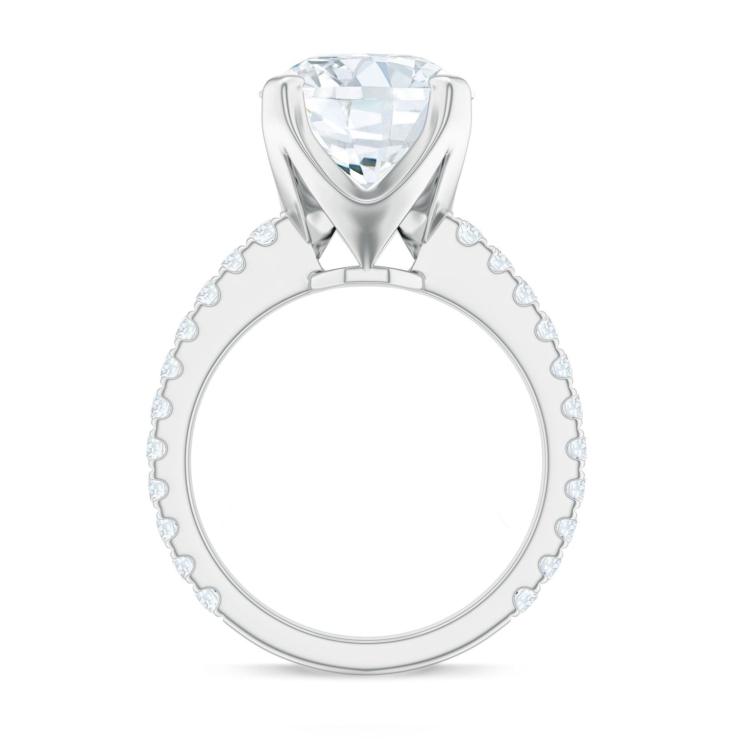 Round 10 MM Moissanite Solitaire Engagement Ring with Side Stones