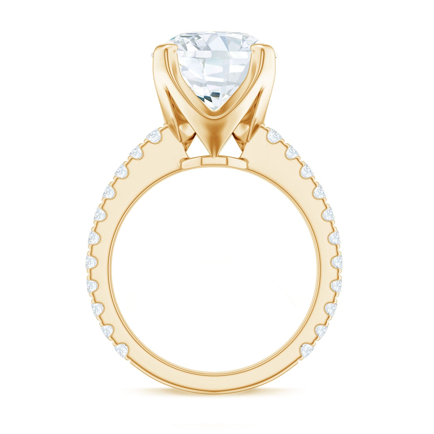 Round 10 MM Moissanite Solitaire Engagement Ring with Side Stones
