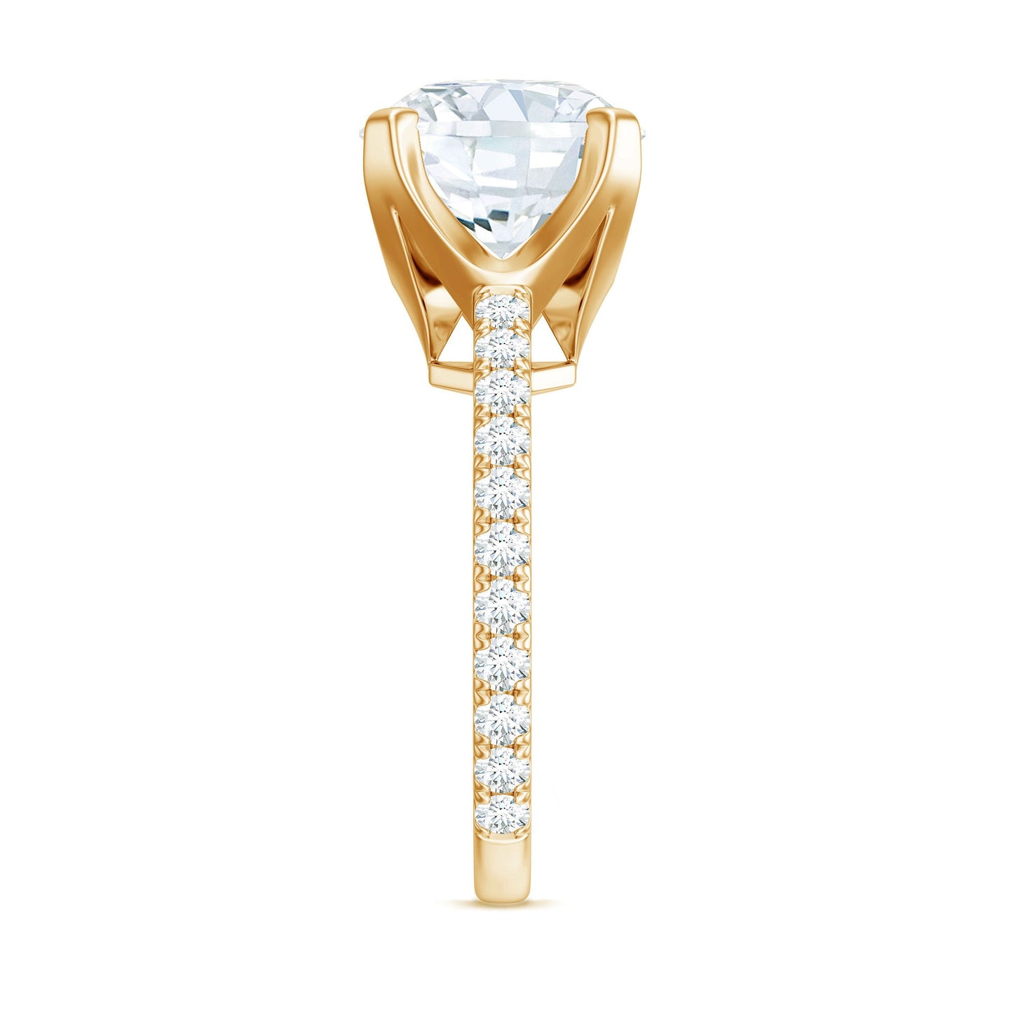 Round 10 MM Moissanite Solitaire Engagement Ring with Side Stones