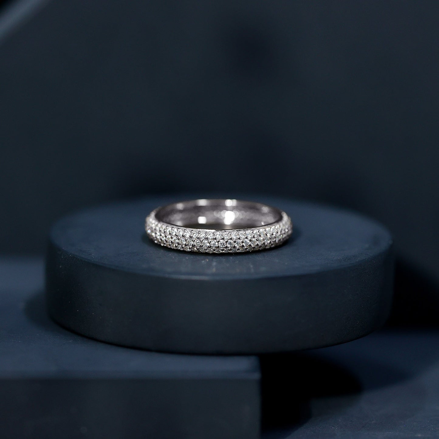 Micro Pave Set Moissanite Eternity Wedding Band for Women