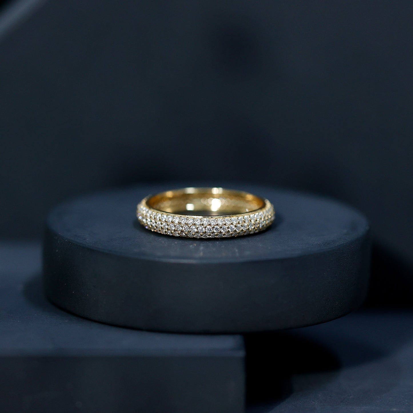 Micro Pave Set Moissanite Eternity Wedding Band for Women