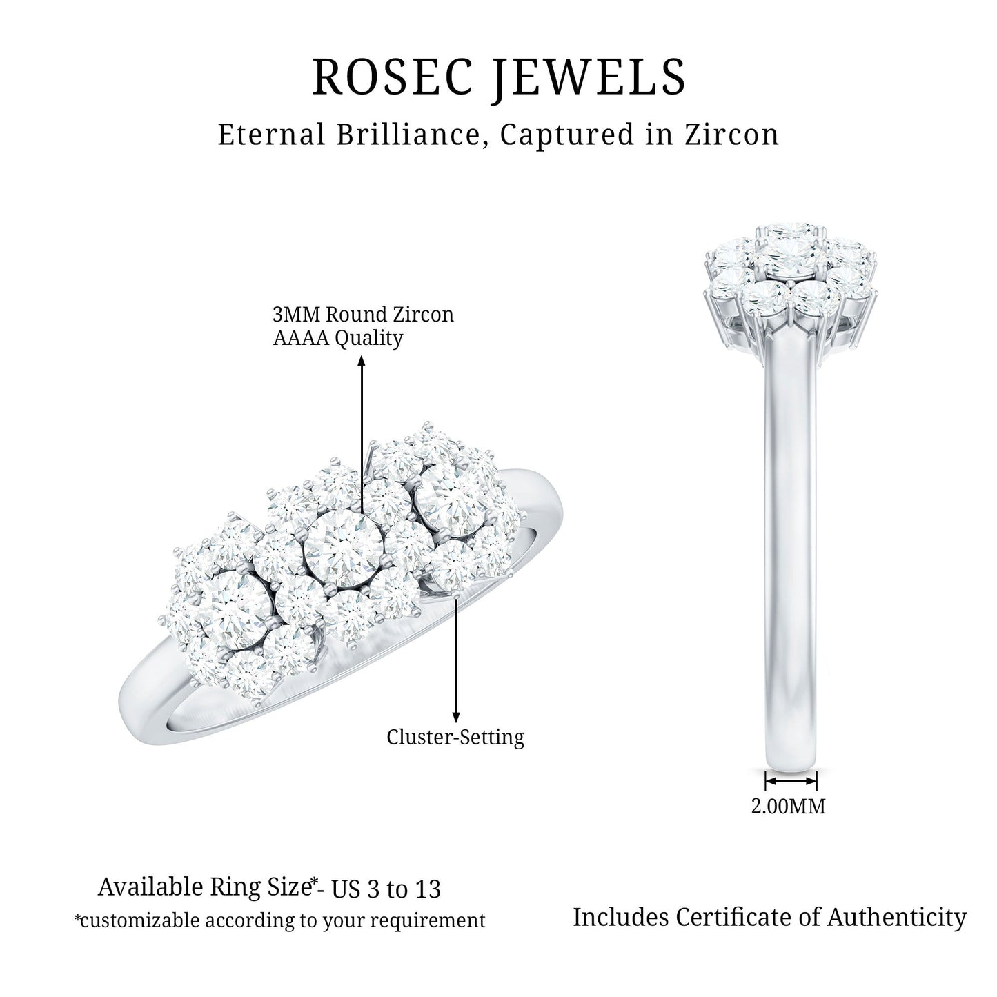 1 CT Zircon Floral Cluster Engagement Ring