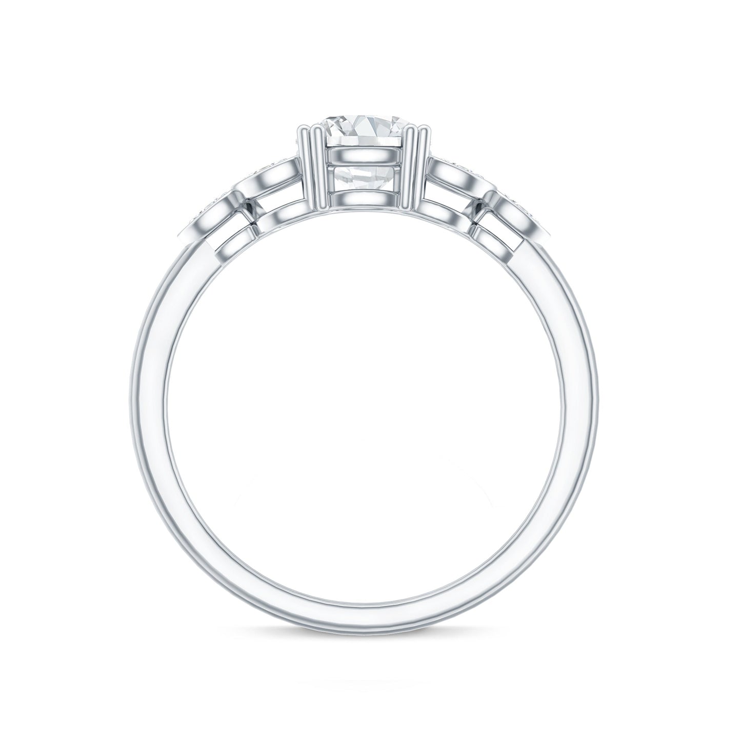 Certified Moissanite Solitaire Engagement Ring with Trio