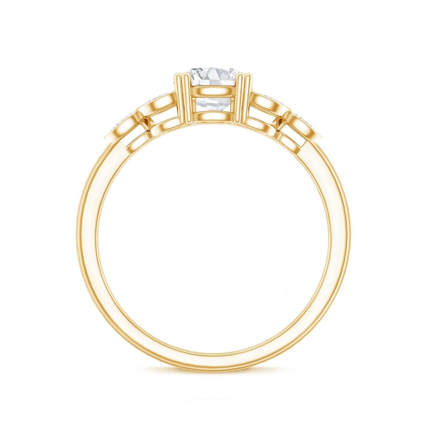 Certified Moissanite Solitaire Engagement Ring with Trio