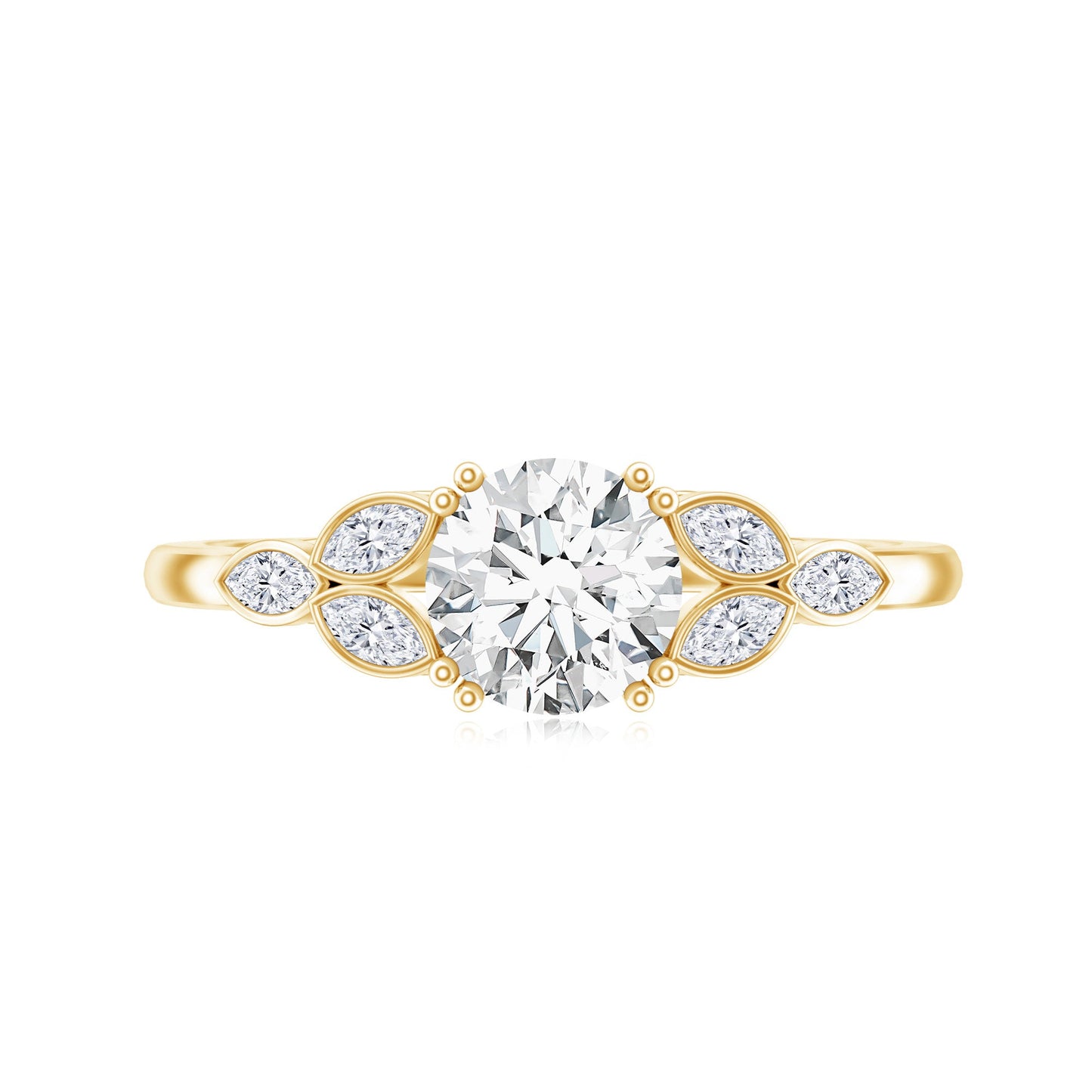 Certified Moissanite Solitaire Engagement Ring with Trio