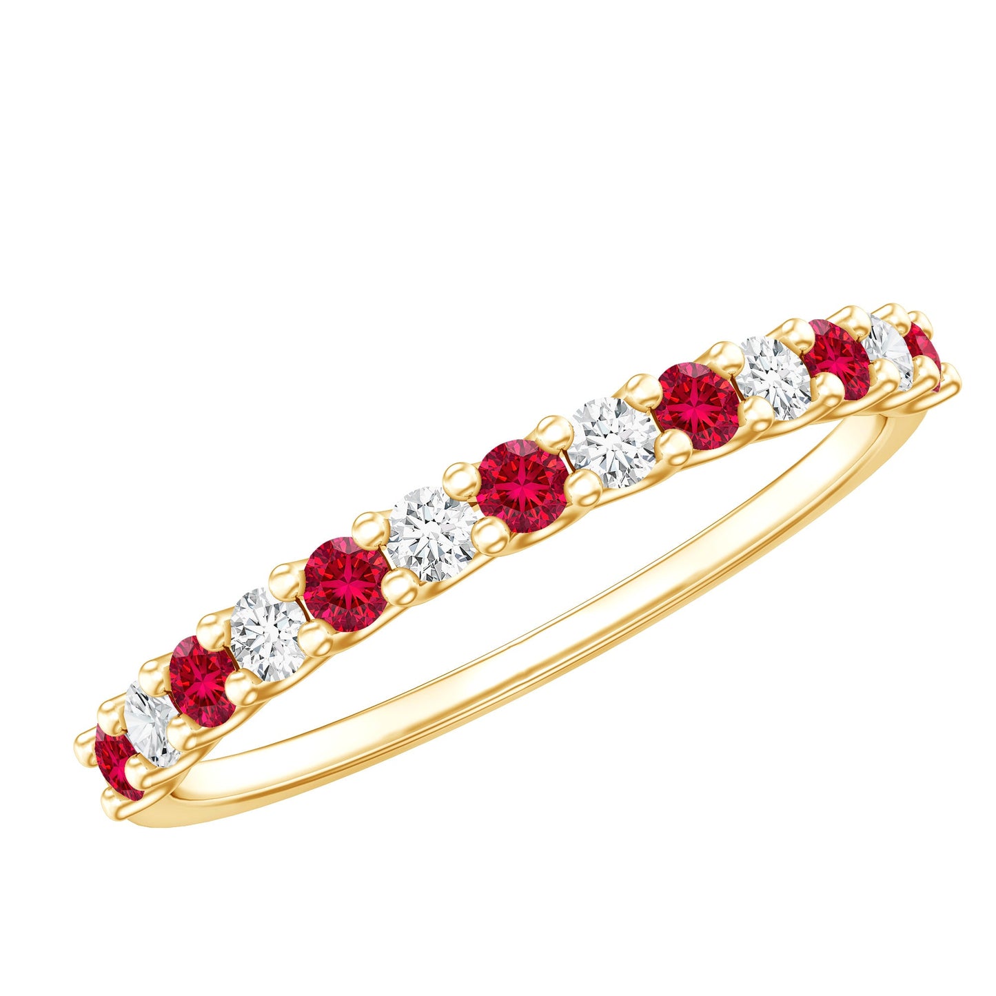 3/4 CT Created Ruby and Moissanite Stackable Band Ring