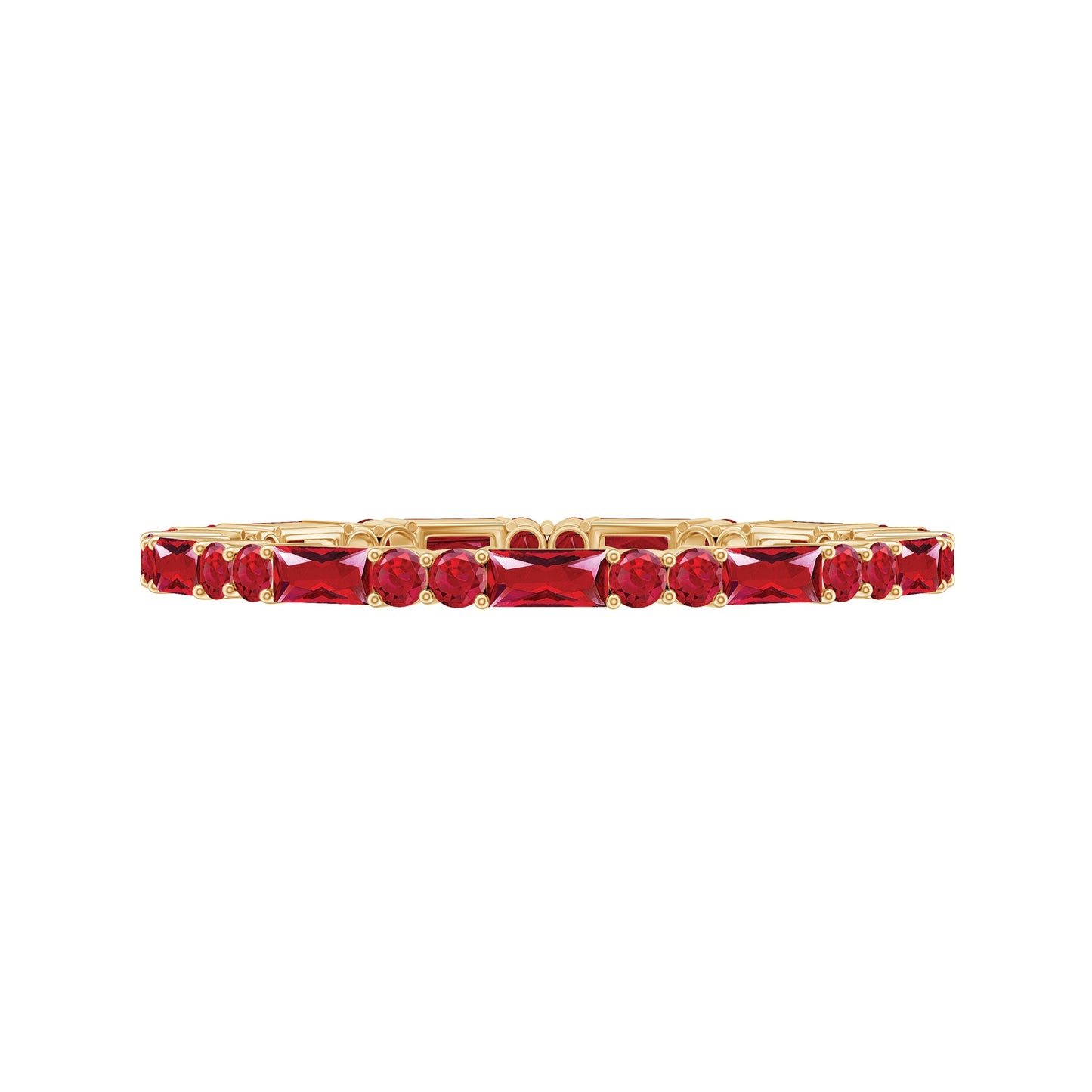 1 CT Baguette and Round Created Ruby Full Eternity Ring