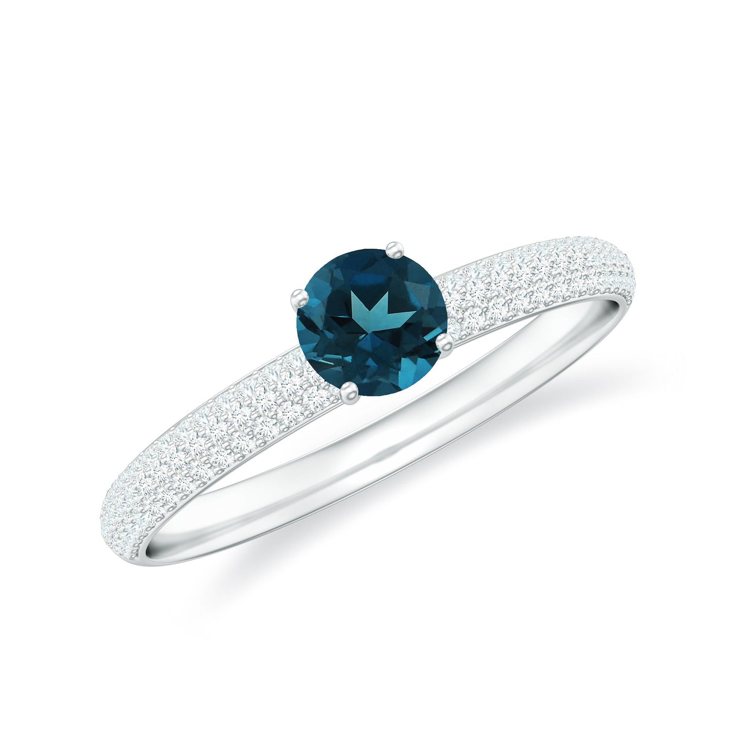 5mm London Blue Topaz Solitaire Promise Ring with Diamond