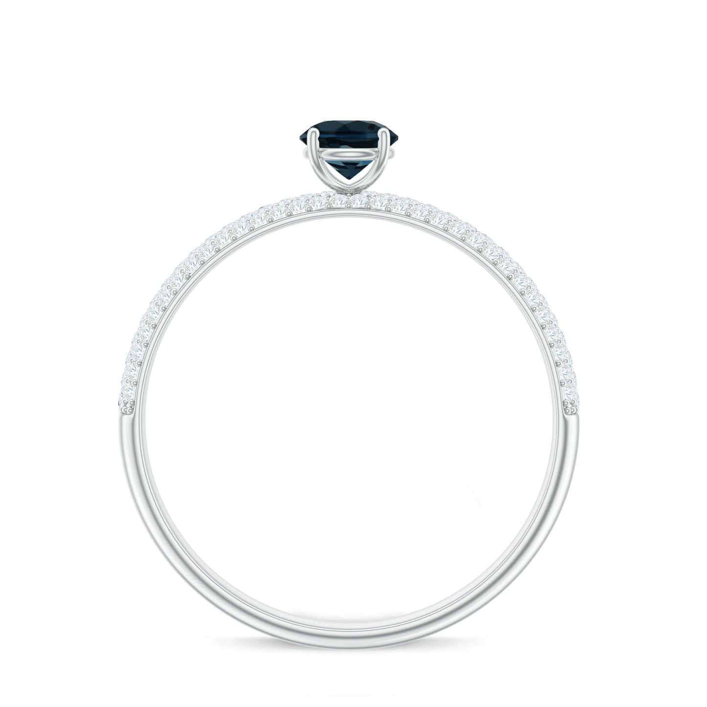 5mm London Blue Topaz Solitaire Promise Ring with Diamond