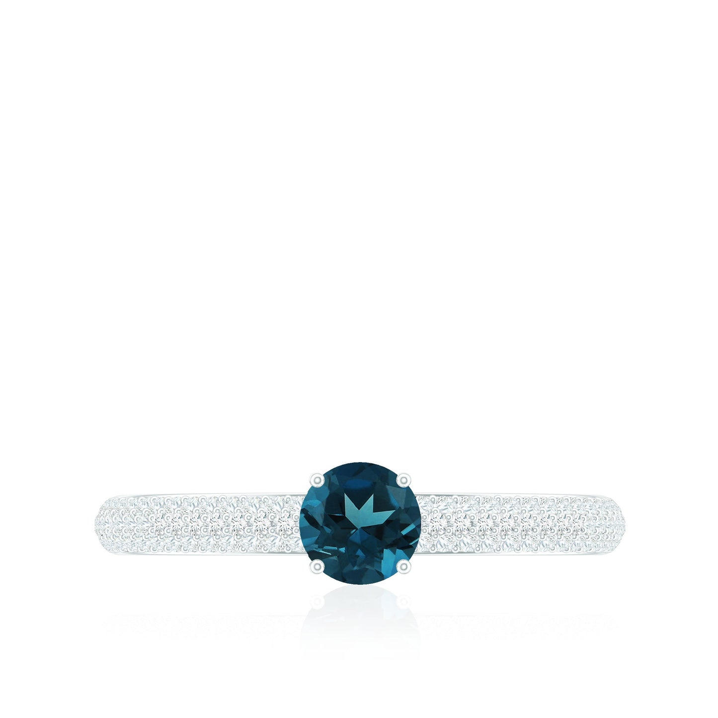 5mm London Blue Topaz Solitaire Promise Ring with Diamond
