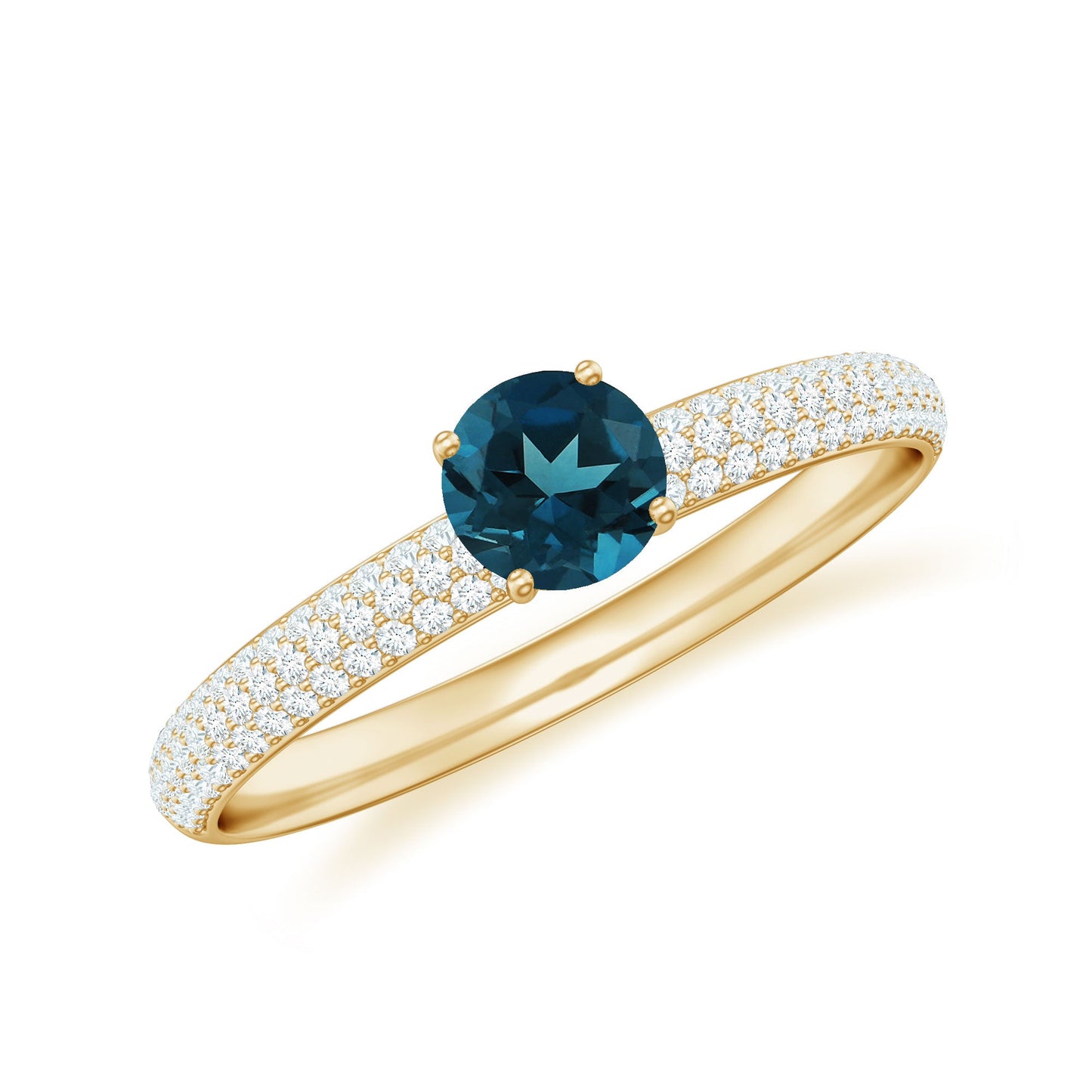 5mm London Blue Topaz Solitaire Promise Ring with Diamond